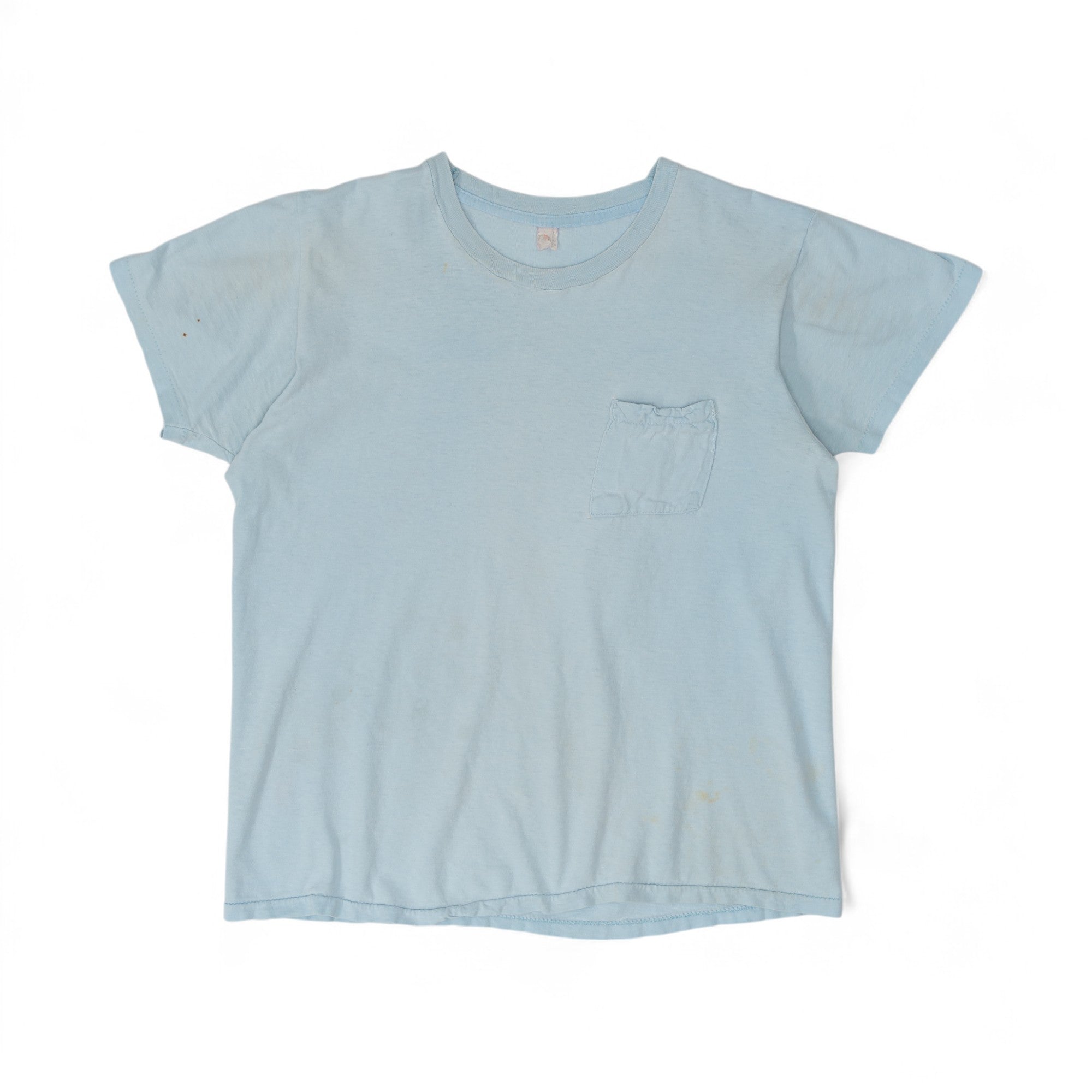 LIGHT BLUE BLANK POCKET TEE - 1970'S