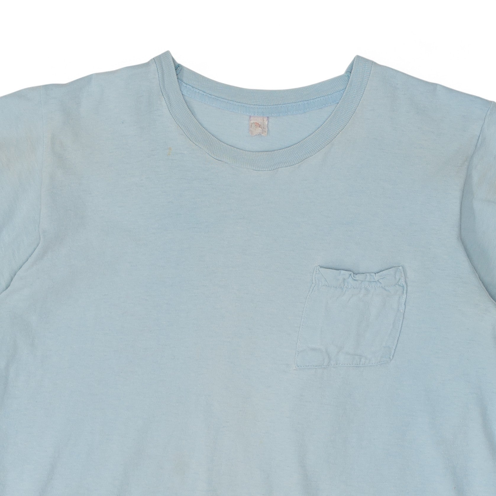 LIGHT BLUE BLANK POCKET TEE - 1970'S
