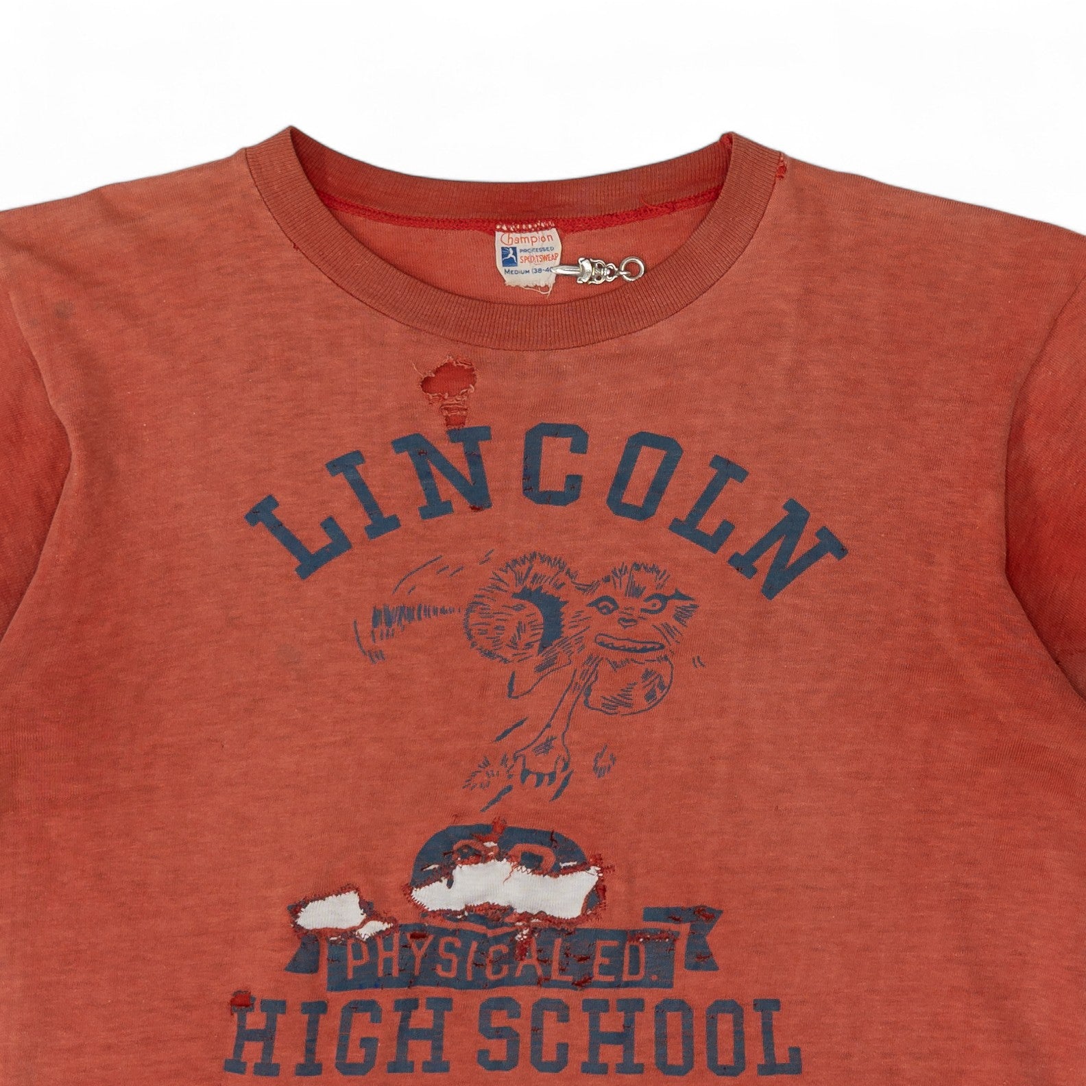 DISTRESSED/REPAIRED LINCOLN HIGH SCHOOL TEE - 1950'S