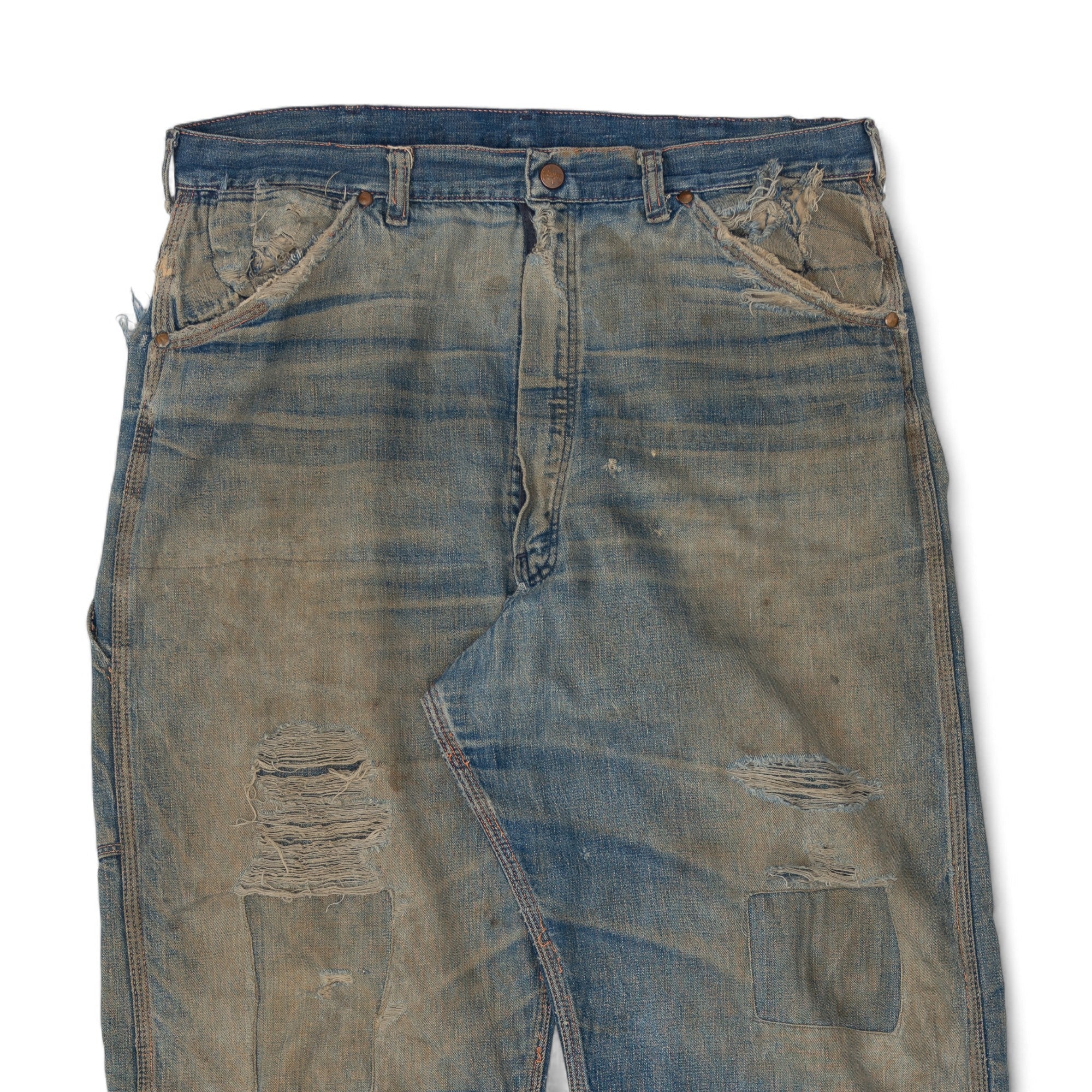 FADED/DISTRESSED BLUE BELL CARPENTER DENIM - 1950'S