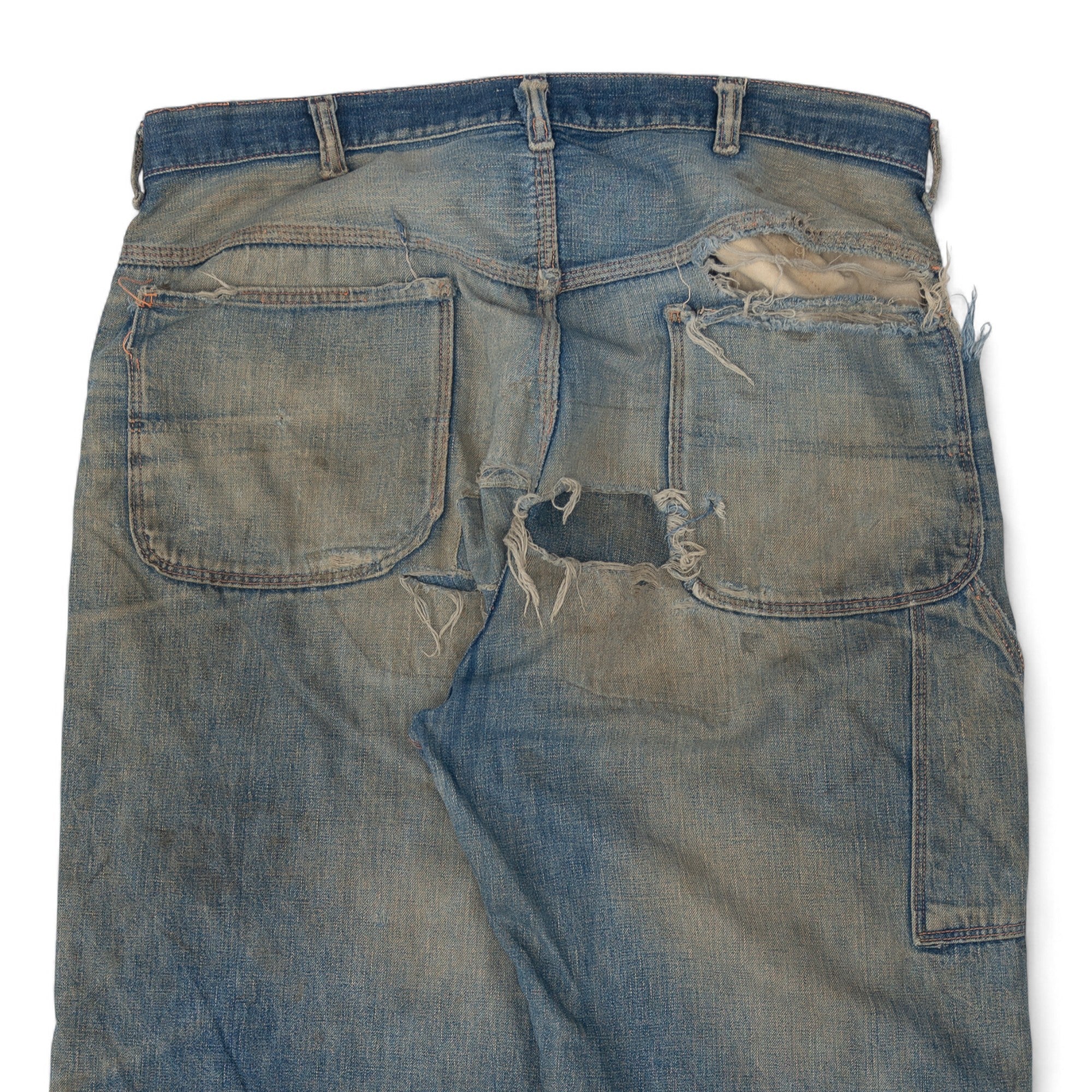FADED/DISTRESSED BLUE BELL CARPENTER DENIM - 1950'S