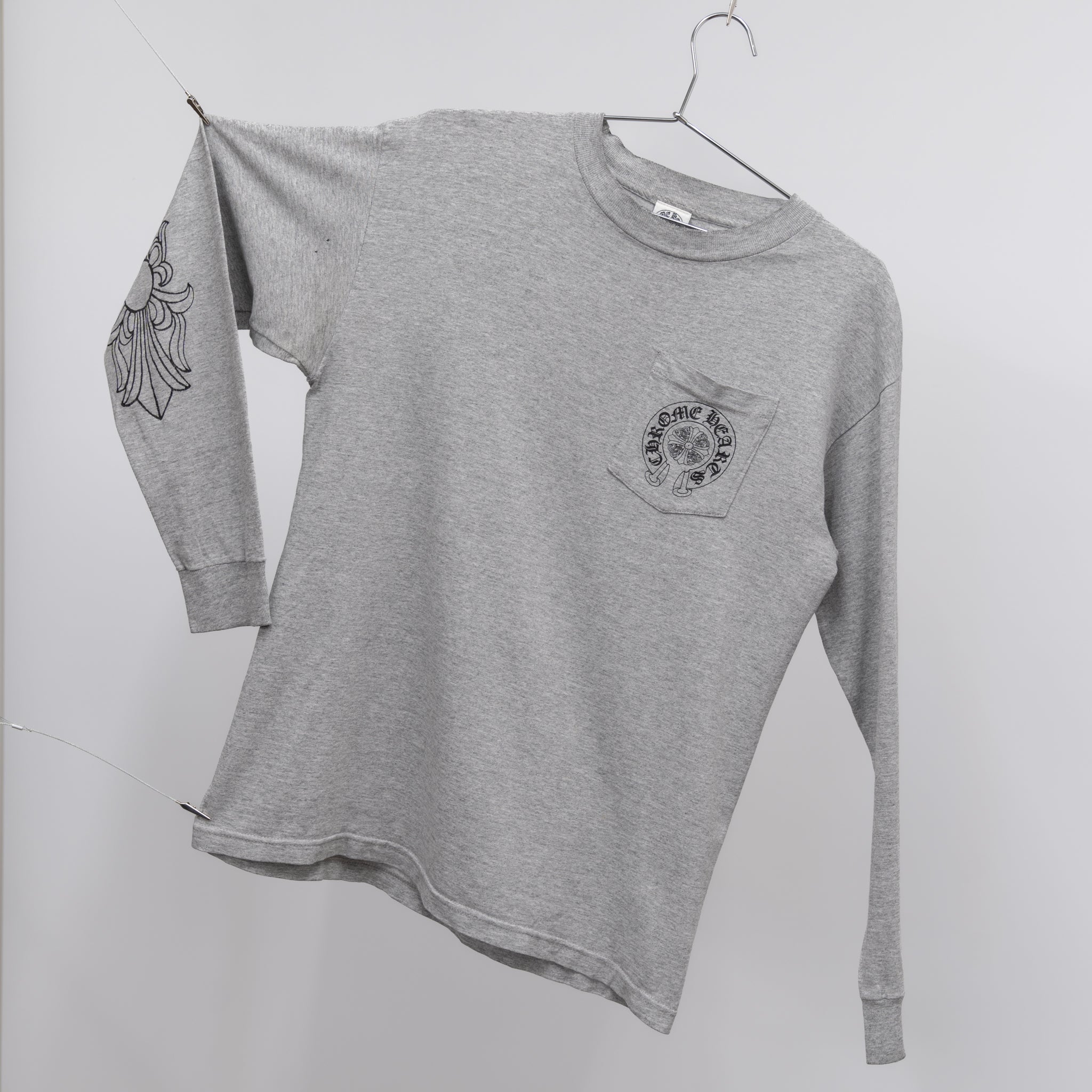 HEATHER GRAY CHROME HEARTS LONG-SLEEVE - 1990'S