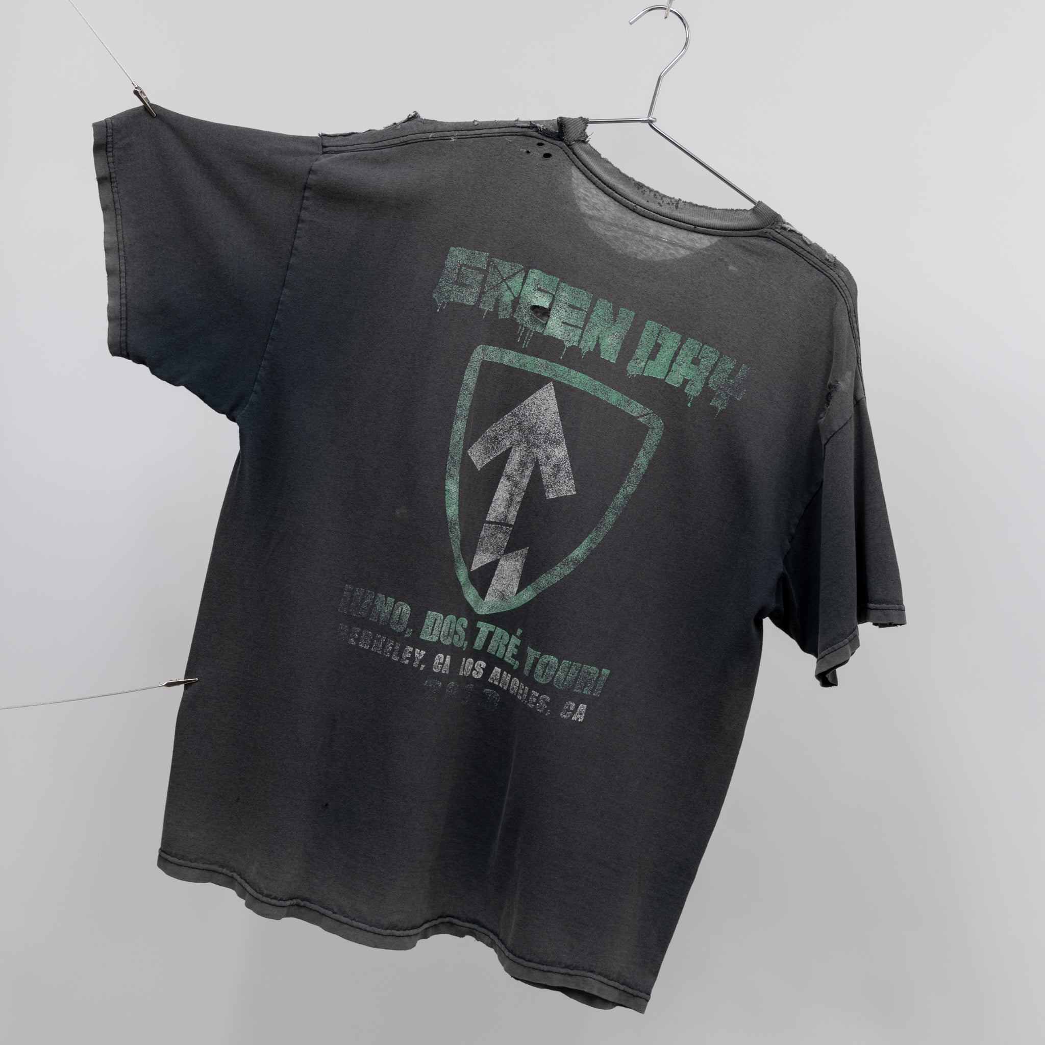 THRASHED/REPAIRED GREENDAY 'UNO, DOS, TRE' TOUR TEE - 2013