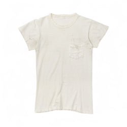 DISTRESSED SINGLE STITCH BLANK POCKET TEE - 1970/80'S