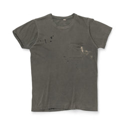 PAINT-SPLATTER SINGLE STITCH BLANK SQUARE POCKET TEE - 1970/80'S