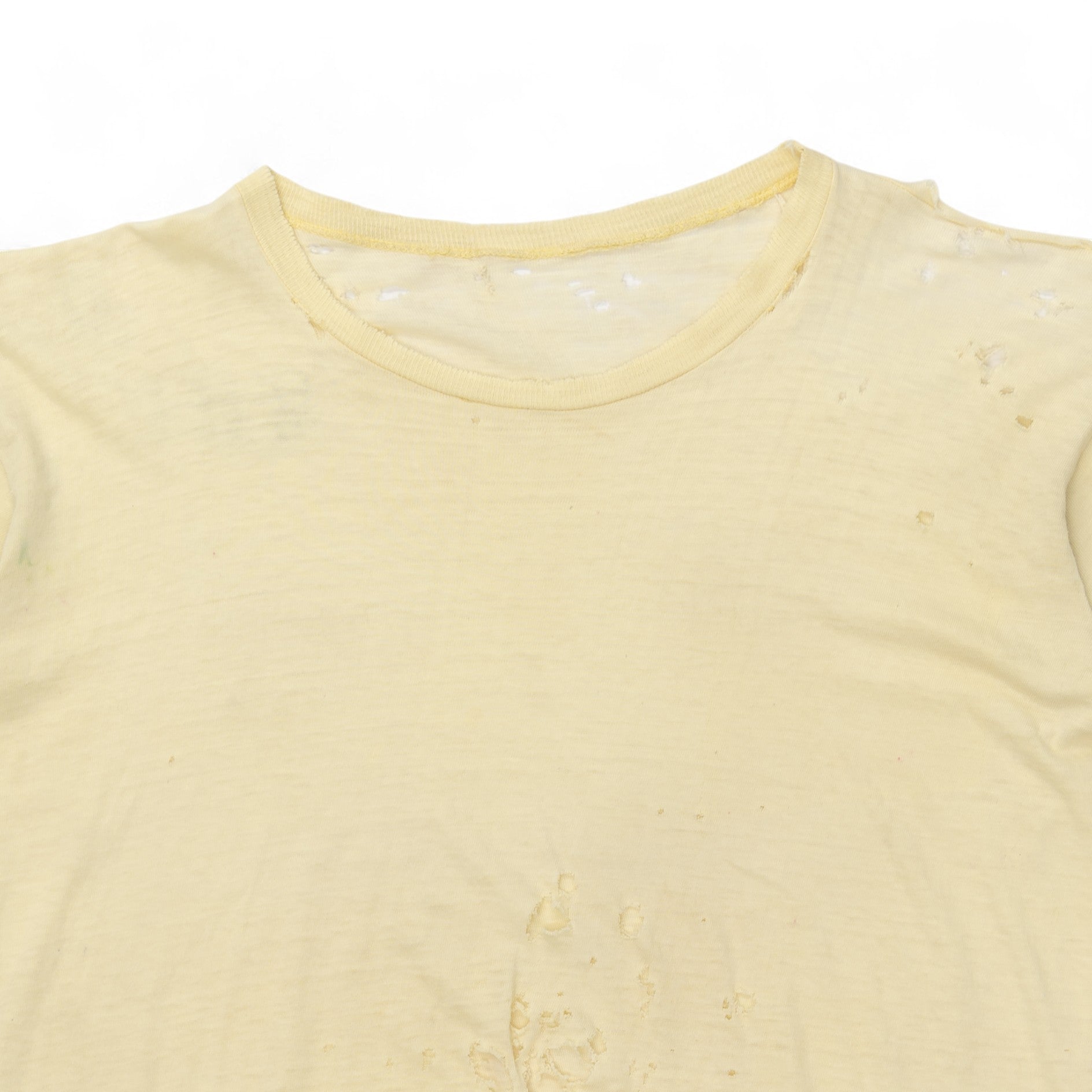 THRASHED/SAFETY-PIN REPAIRED SINGLE STITCH BLANK TEE - 1940'S
