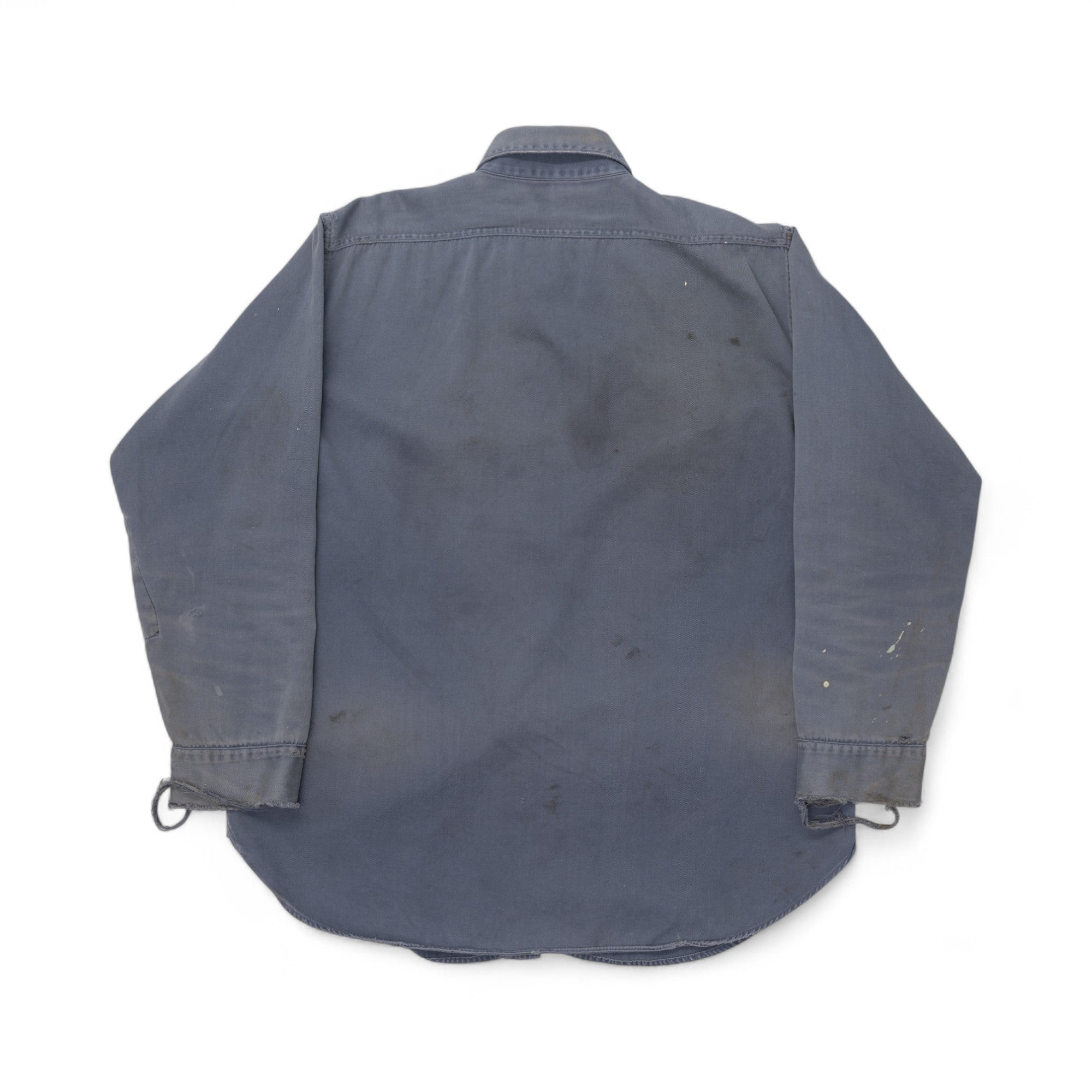 FADED/DISTRESSED/REPAIRED CHAMBRAY SHIRT - 1970'S