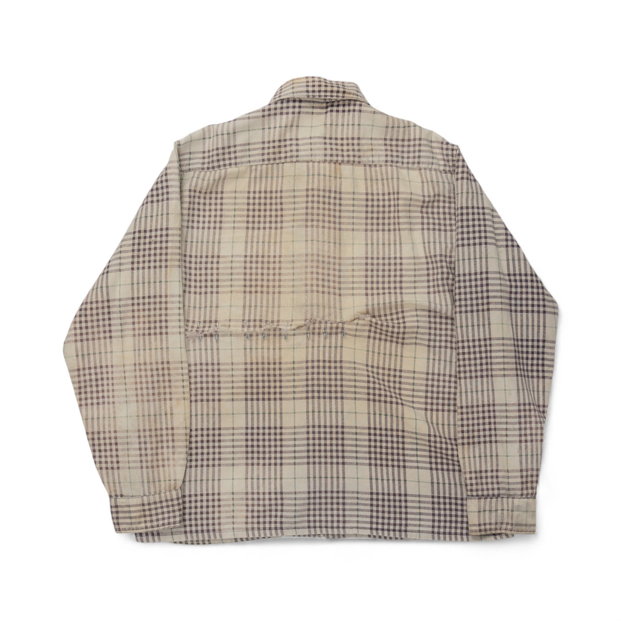 FADED/DISTRESSED-SAFETY-PIN REPAIRED FLANNEL - 1970/80'S