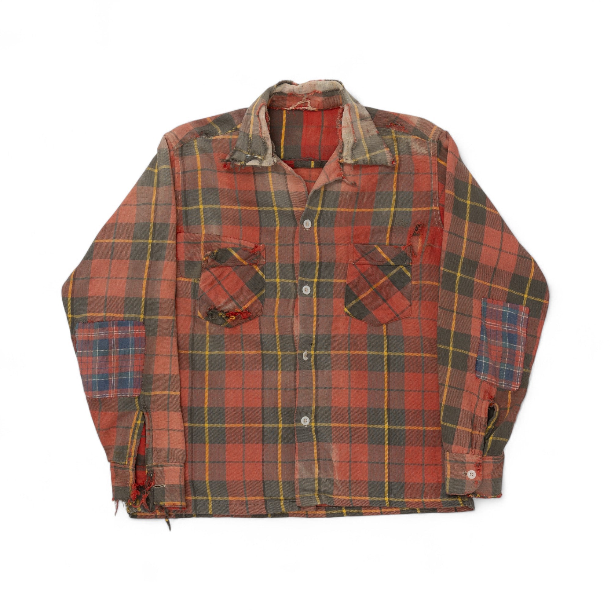THRASHED/REPAIRED/SUN-FADED COTTON FLANNEL - 1960'S