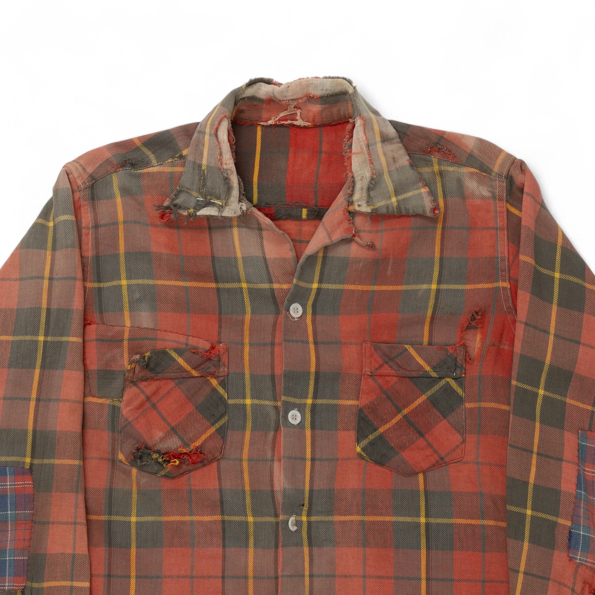 THRASHED/REPAIRED/SUN-FADED COTTON FLANNEL - 1960'S