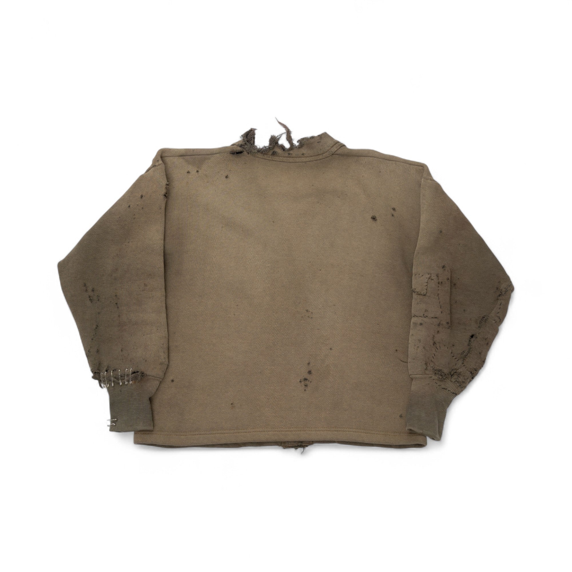 THRASHED/REPAIRED/FADED COTTON CARDIGAN - 1930/40'S