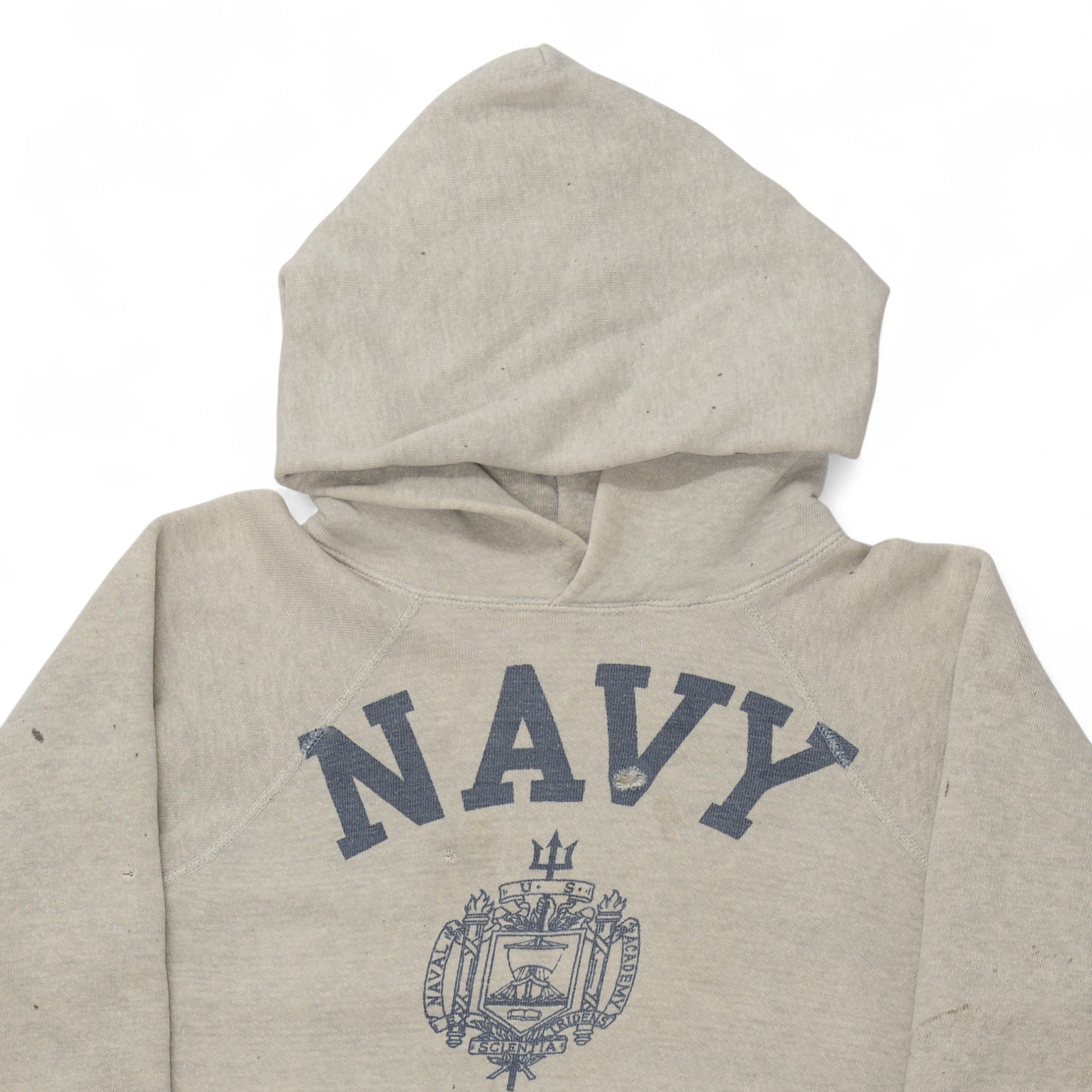 OIL-STAINED US NAVY RAGLAN HOODIE - 1950/60'S