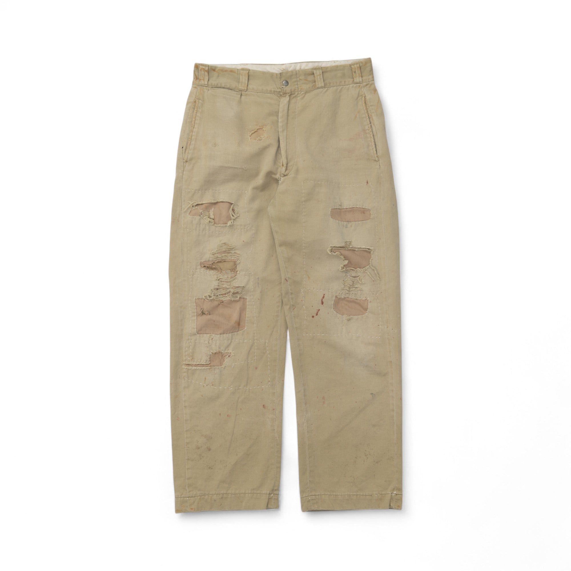 DISTRESSED/REPAIRED PIONEER DU-ALLS MONTGOMERY WARD PANTS - 1950/60'S