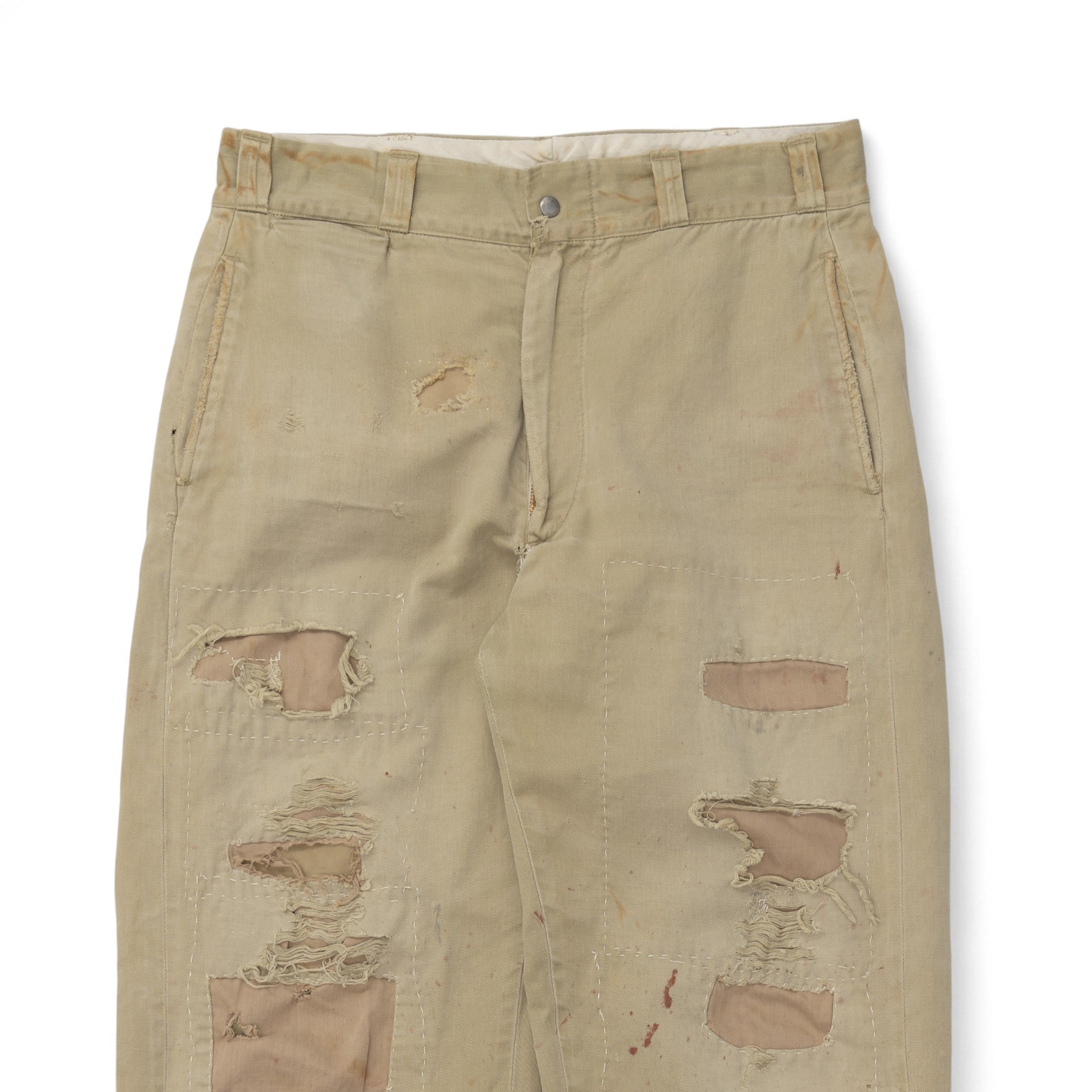 DISTRESSED/REPAIRED PIONEER DU-ALLS MONTGOMERY WARD PANTS - 1950/60'S