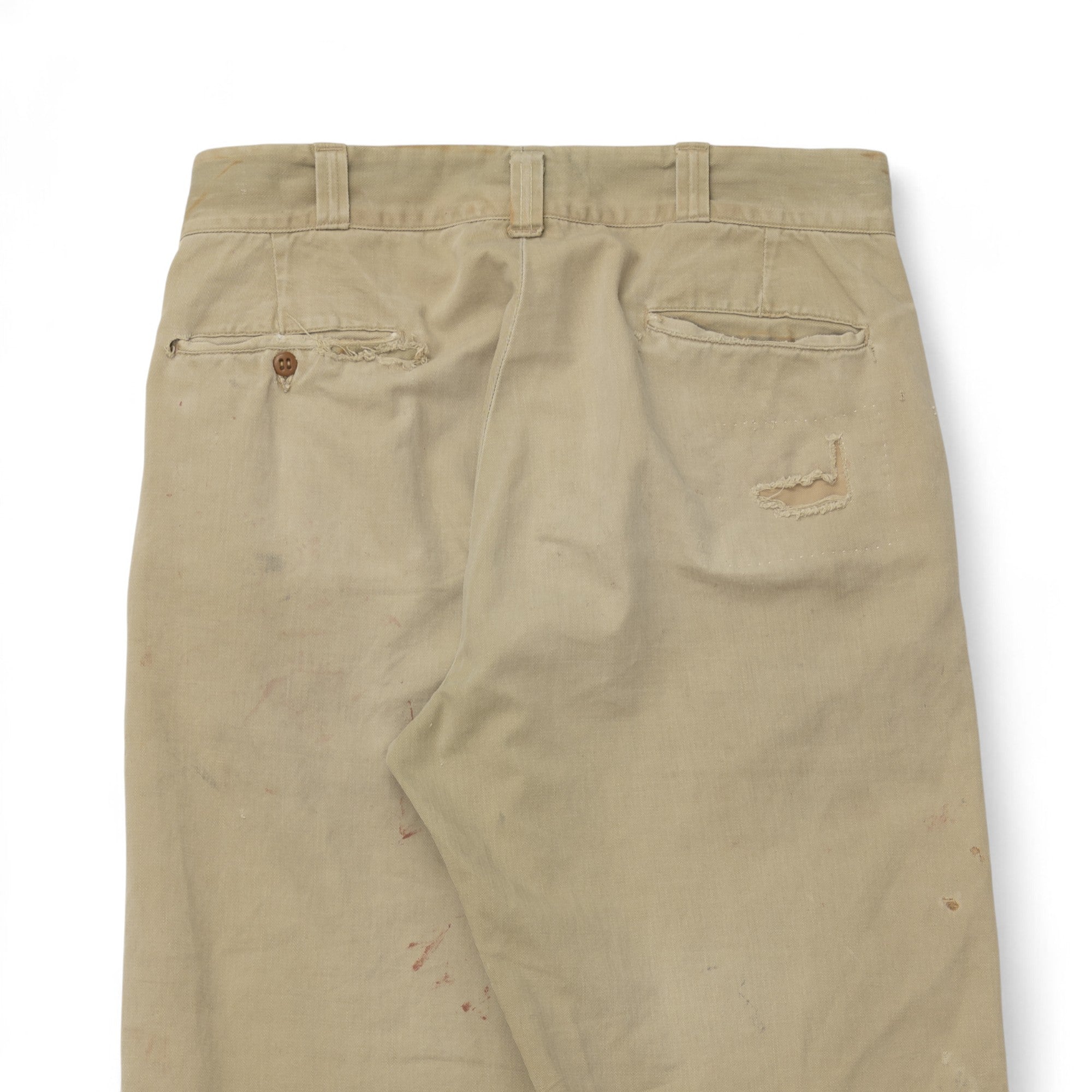 DISTRESSED/REPAIRED PIONEER DU-ALLS MONTGOMERY WARD PANTS - 1950/60'S