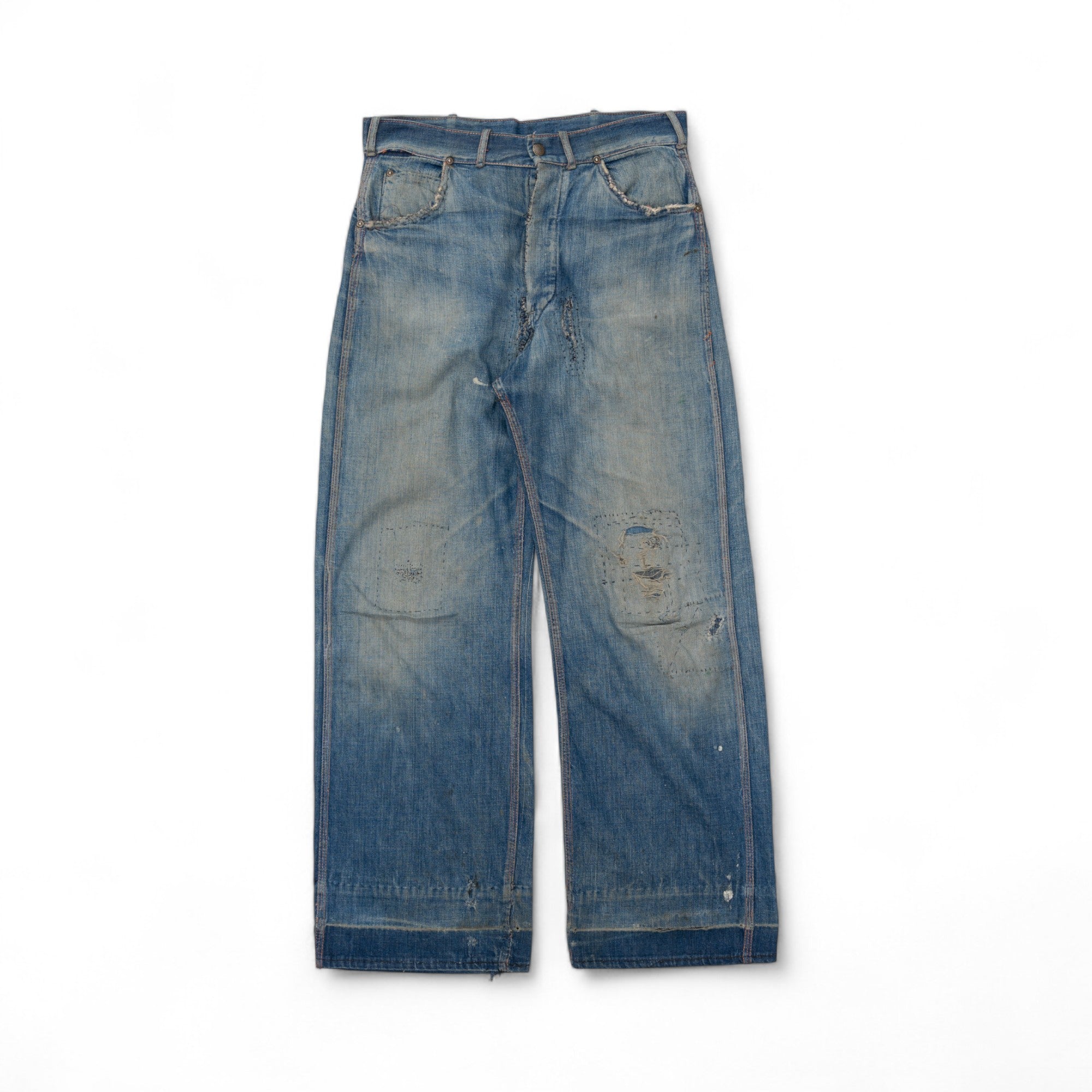 DISTRESSED/REPAIRED BUCKLE BACK DENIM - 1930'S