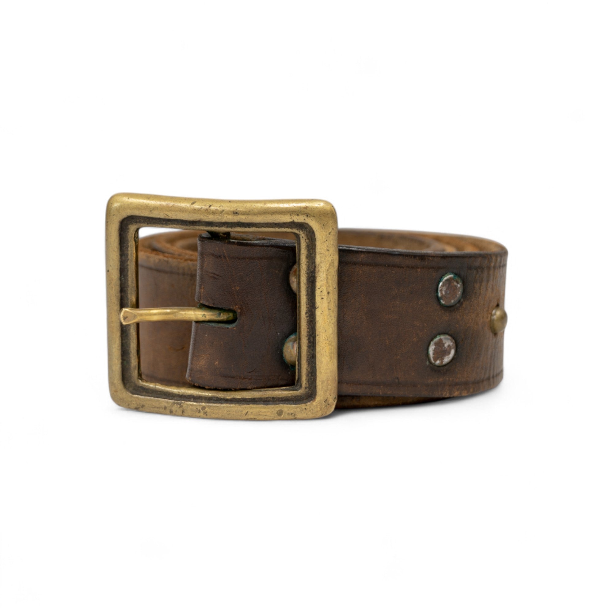 LEATHER STUDDED BELT W/ BRASS BUCKLE - 1950/60'S