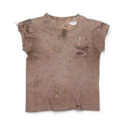 THRASHED/FADED BLANK BROWN POCKET TEE - 1970'S