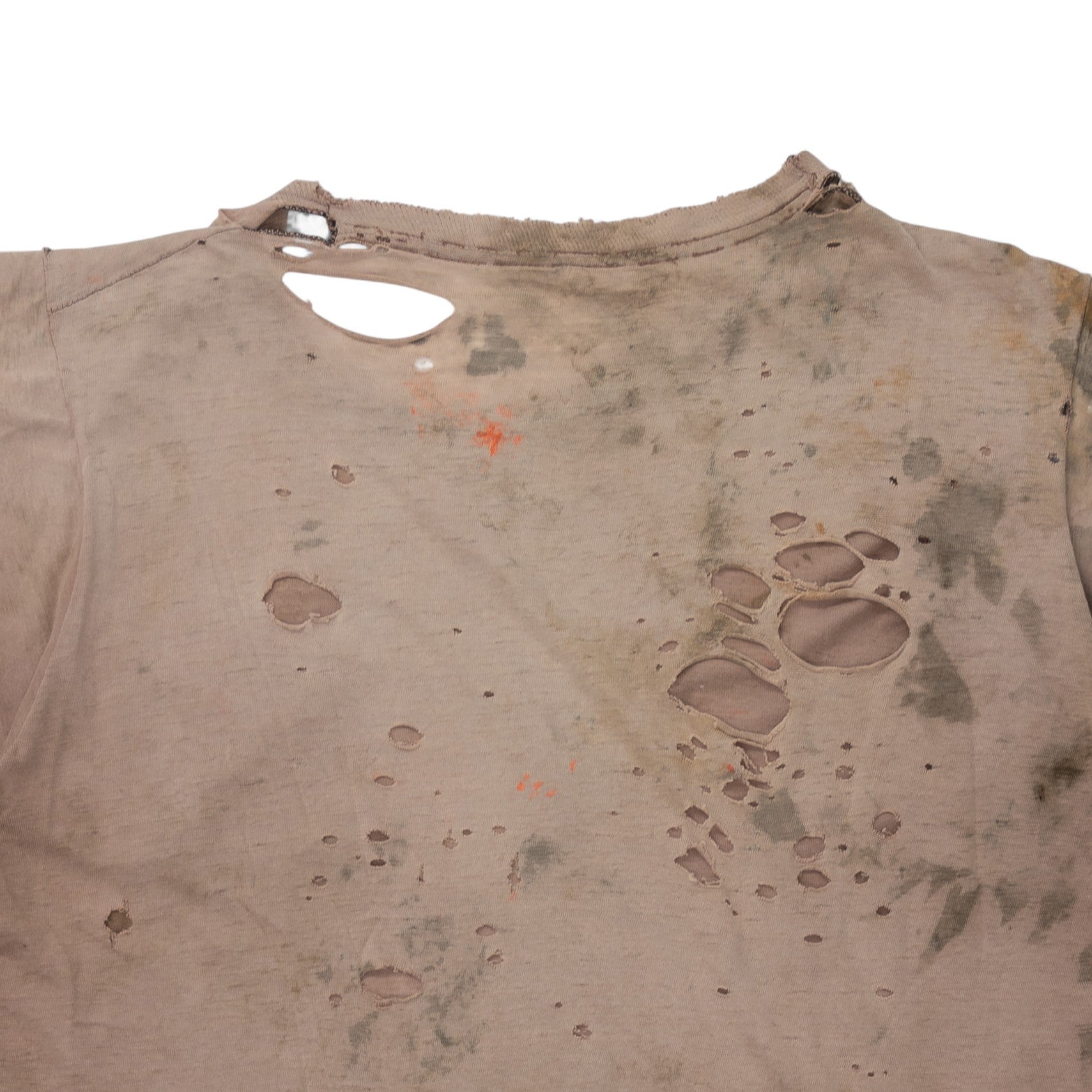 THRASHED/FADED BLANK BROWN POCKET TEE - 1970'S