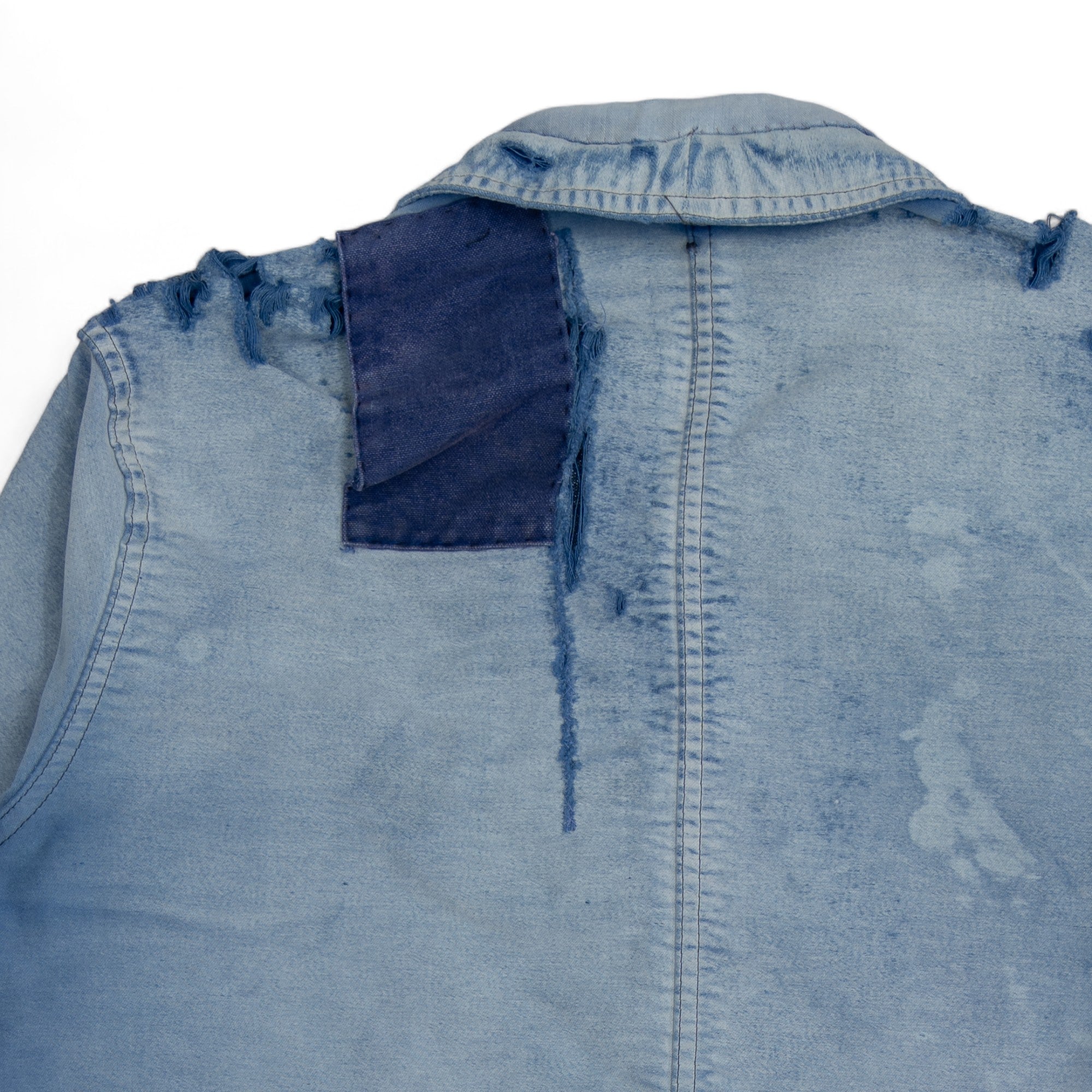 SUN-FADED/THRASHED/REPAIRED FRENCH CHORE JACKET - 1960'S