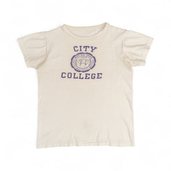 'CITY COLLEGE' FLOCKED TEE - 1950/60'S