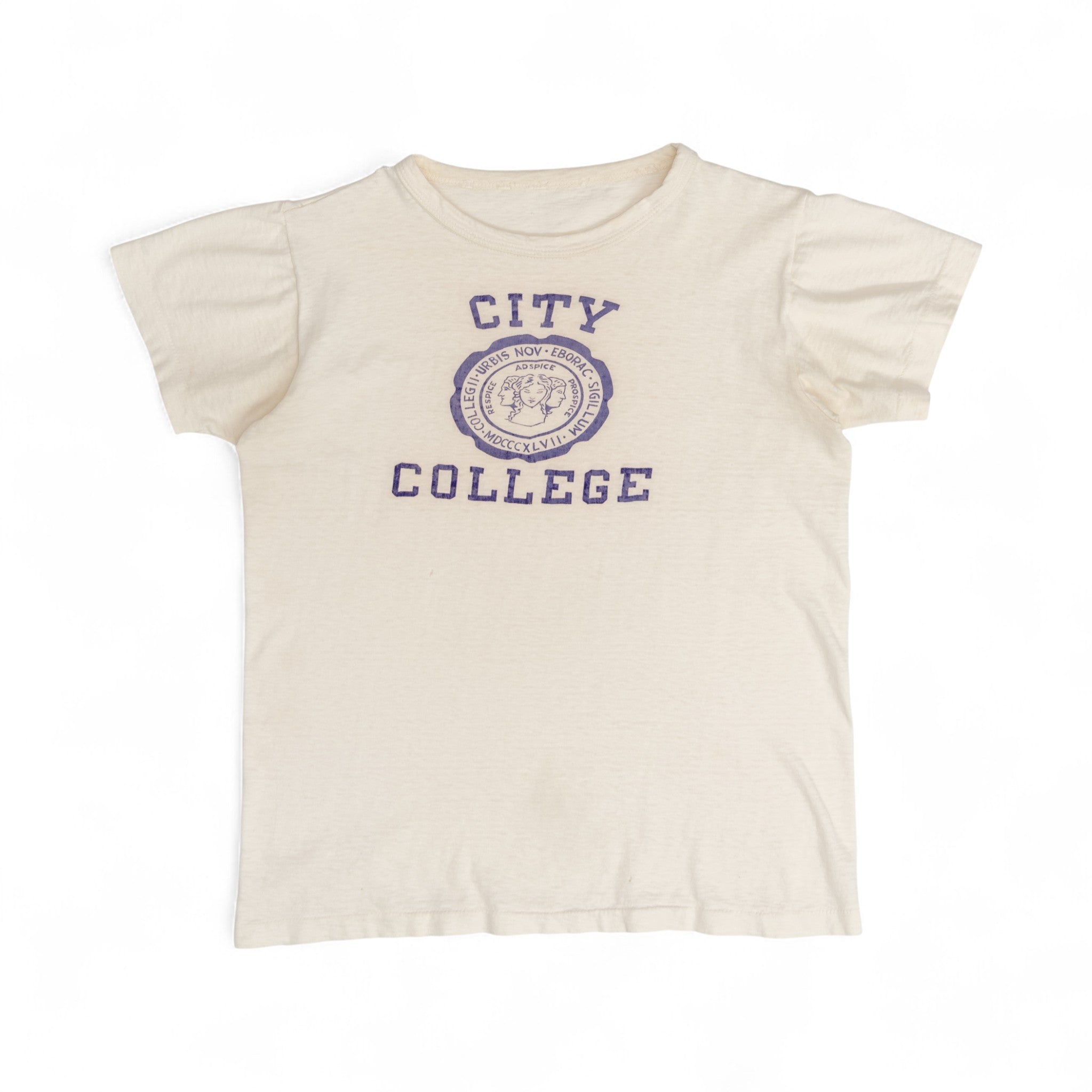 'CITY COLLEGE' FLOCKED TEE - 1950/60'S
