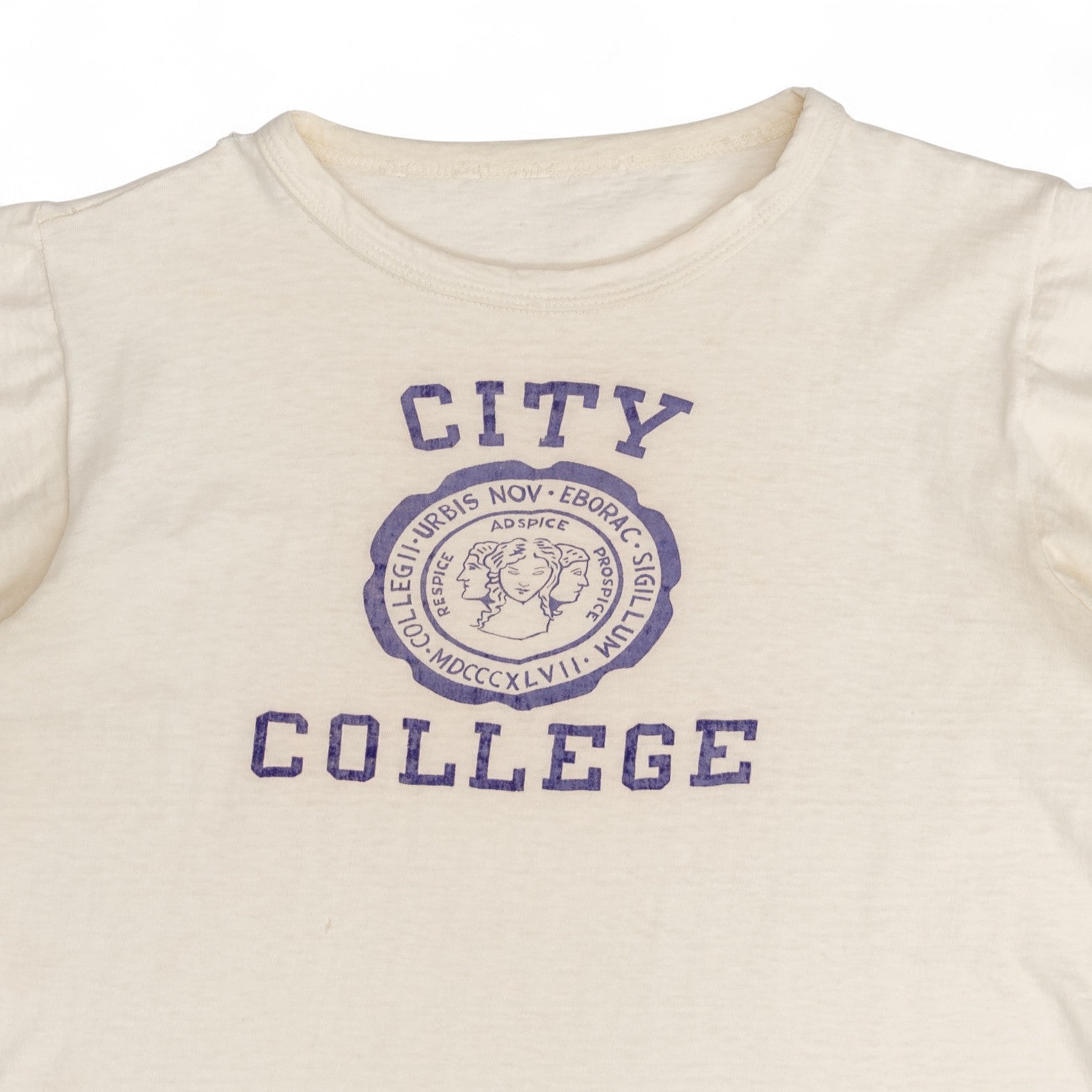 'CITY COLLEGE' FLOCKED TEE - 1950/60'S