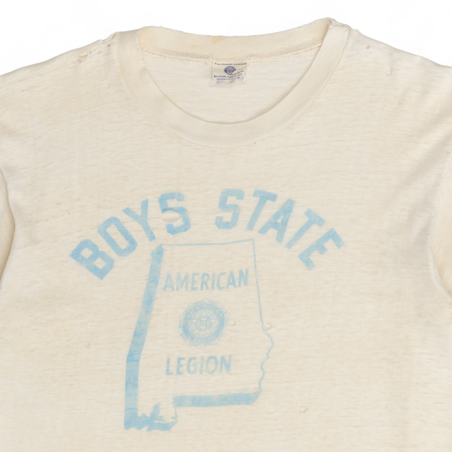 DISTRESSED/PAPER-THIN 'BOYS STATE' TEE - 1950/60'S