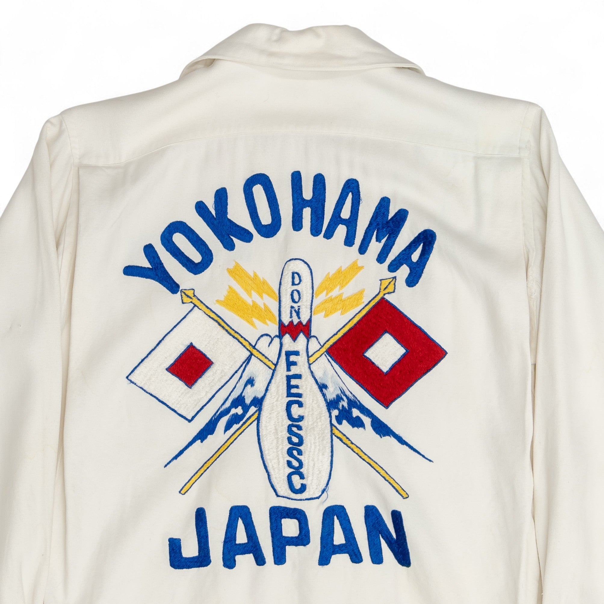 EMBROIDERED JAPAN BOWLING LOOP-COLLAR SHIRT - 1940/50'S