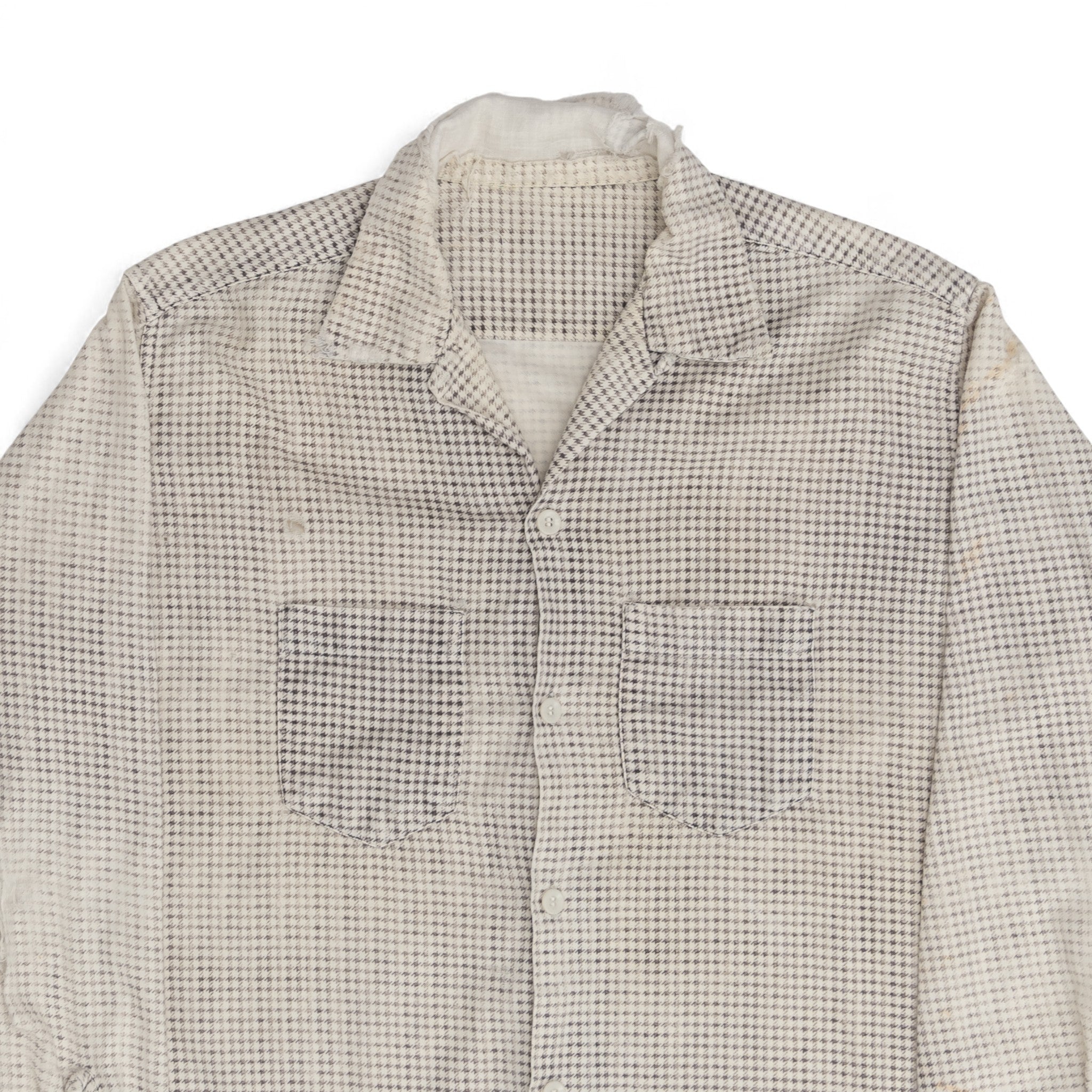 DISTRESSED/FADED HOUNDSTOOTH LOOP-COLLAR BUTTON UP SHIRT - 1950'S