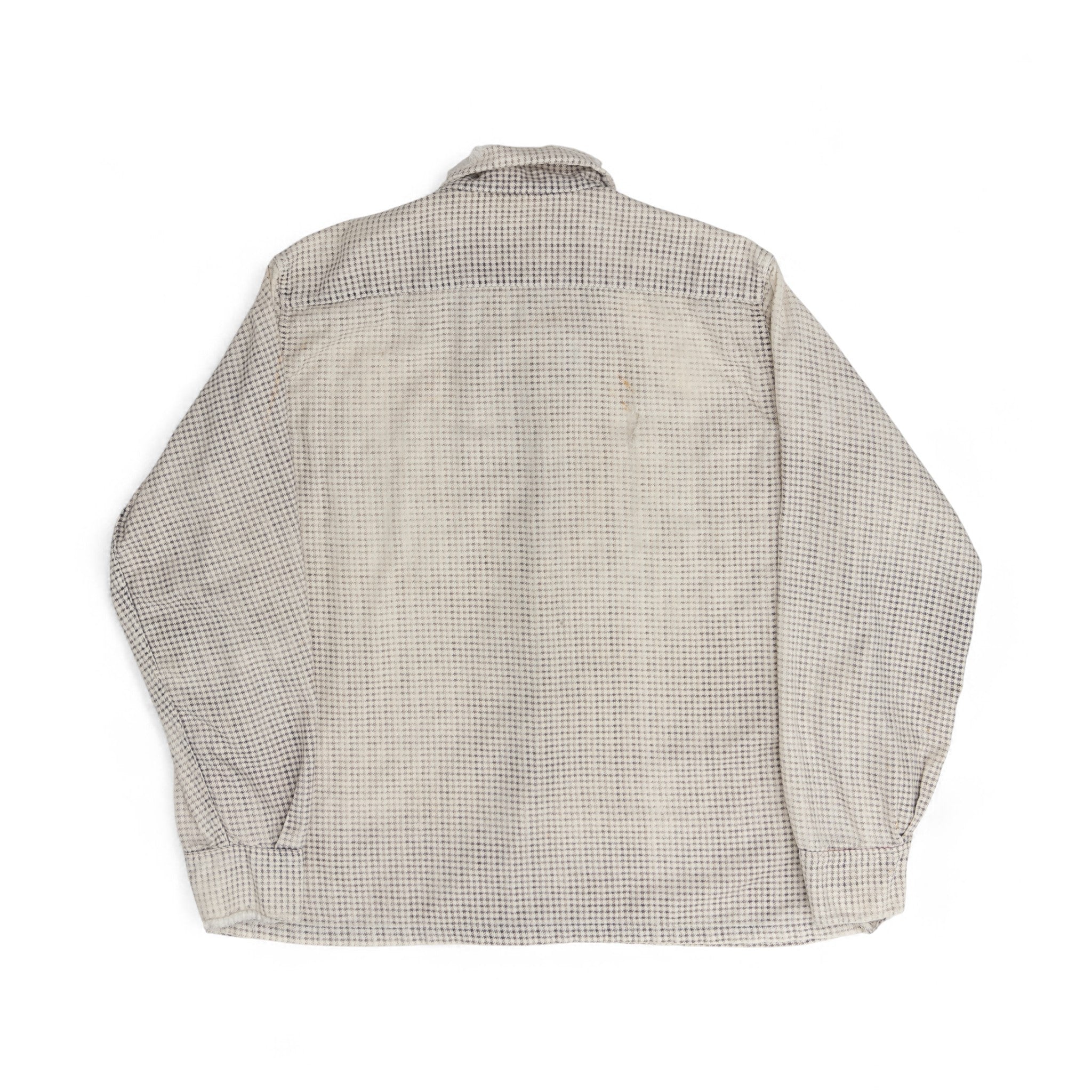 DISTRESSED/FADED HOUNDSTOOTH LOOP-COLLAR BUTTON UP SHIRT - 1950'S