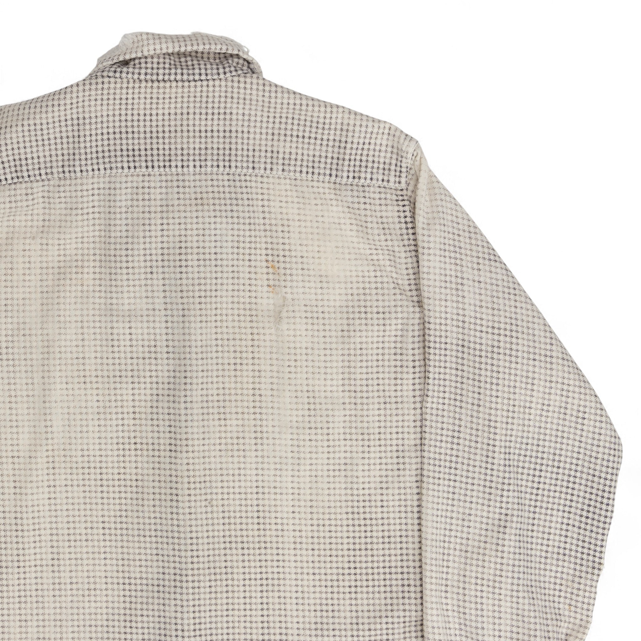 DISTRESSED/FADED HOUNDSTOOTH LOOP-COLLAR BUTTON UP SHIRT - 1950'S