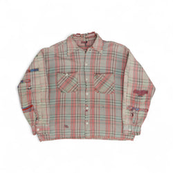 FADED/DISTRESSED/REPAIRED MONTGOMERY WARD FLANNEL - 1940/50'S