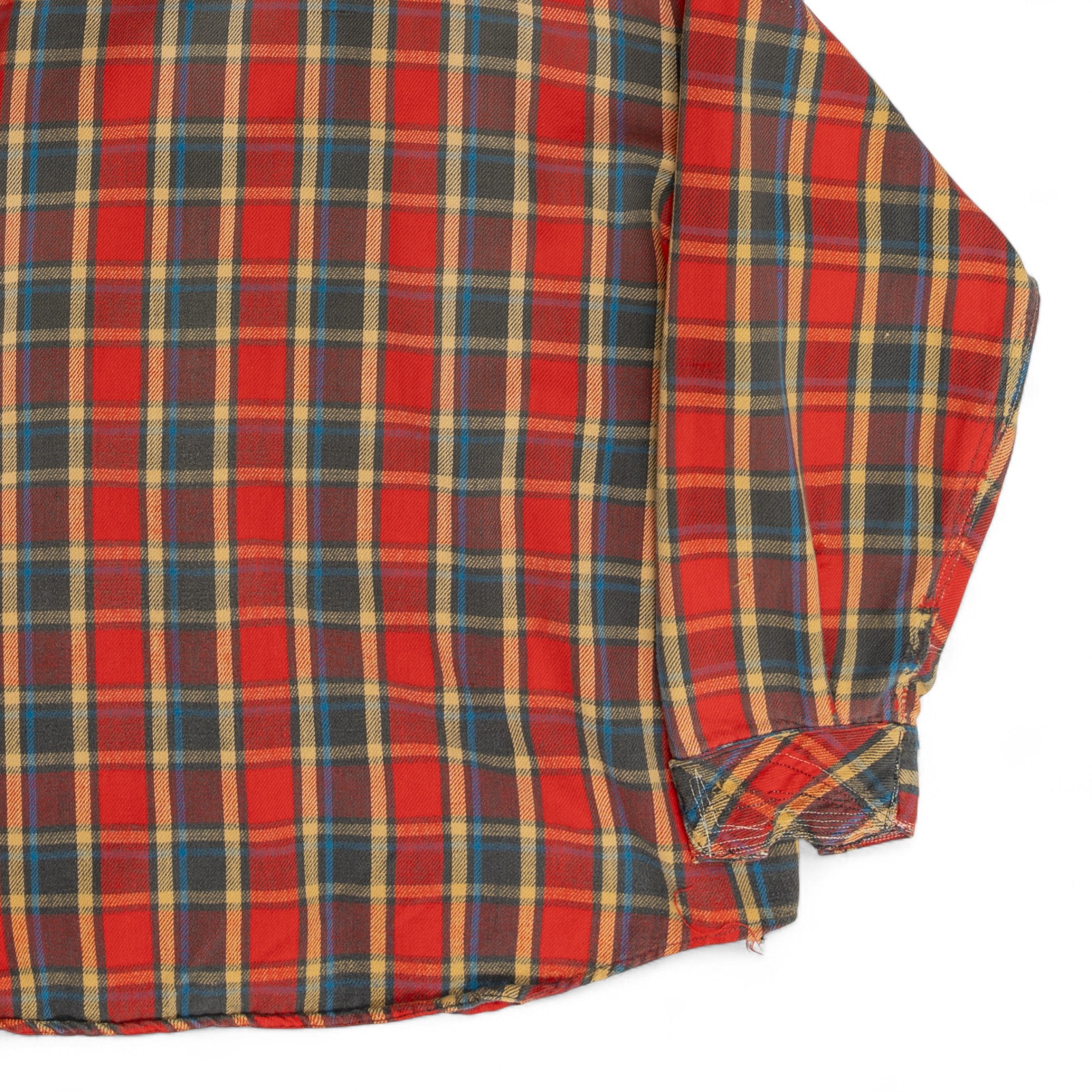 DISTRESSED/REPAIRED FLANNEL SHIRT - 1970'S