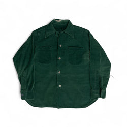 DISTRESSED CORDUROY CAMP-COLLAR BUTTON UP SHIRT - 1960'S