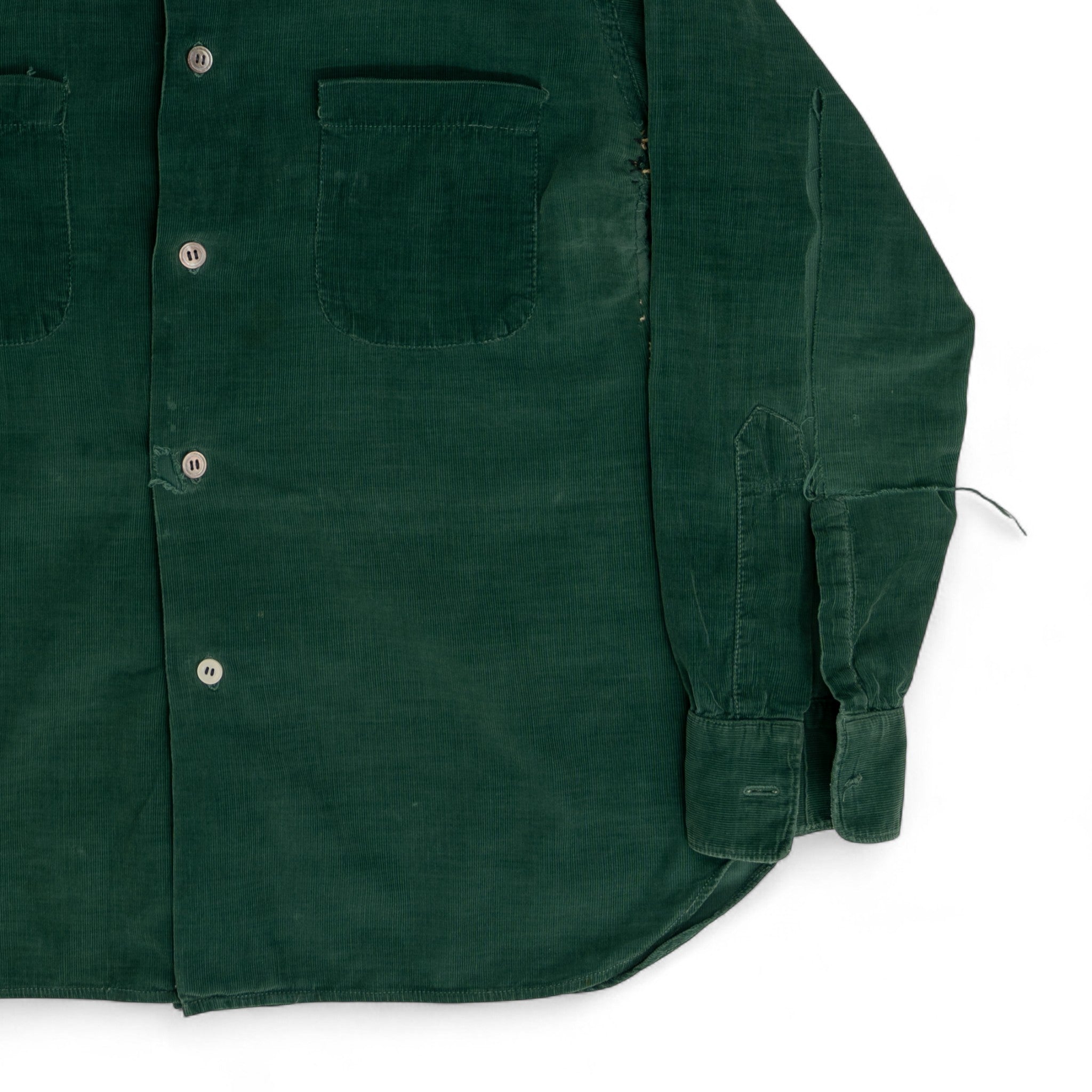 DISTRESSED CORDUROY CAMP-COLLAR BUTTON UP SHIRT - 1960'S