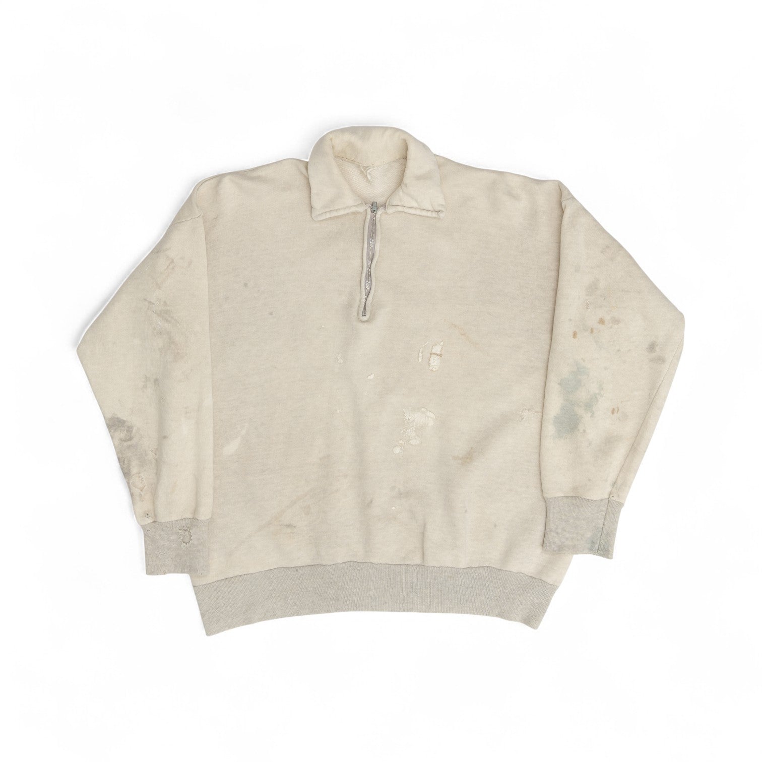 DISTRESSED/PAINT-SPLATTER 1/4 ZIP SWEATSHIRT - 1960'S