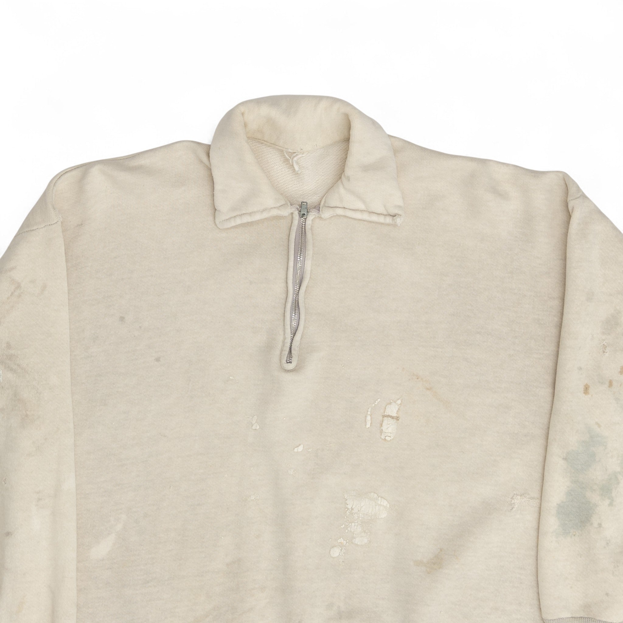 DISTRESSED/PAINT-SPLATTER 1/4 ZIP SWEATSHIRT - 1960'S