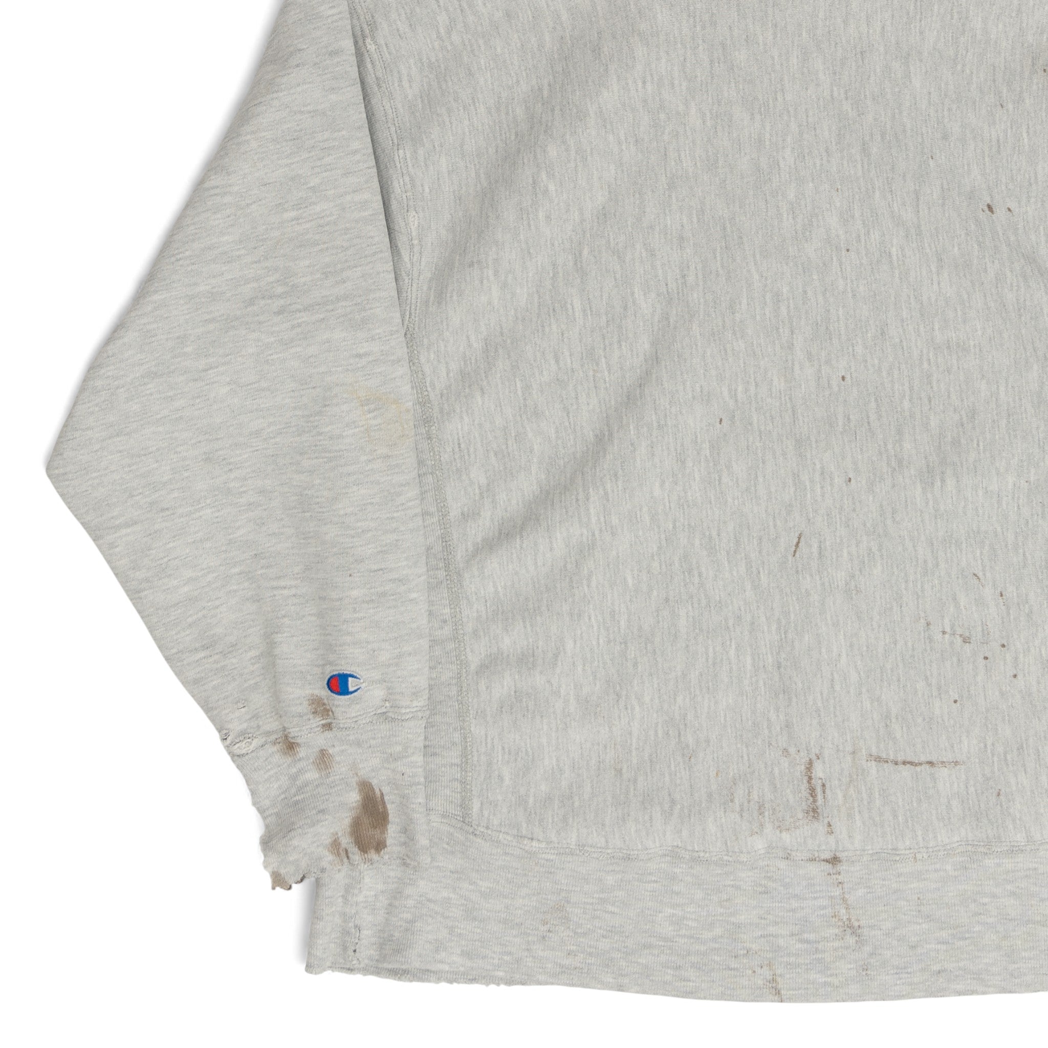 HEAVILY DISTRESSED 'CABRILLO ATHLETICS' REVERSE WEAVE HOODIE - 1980'S