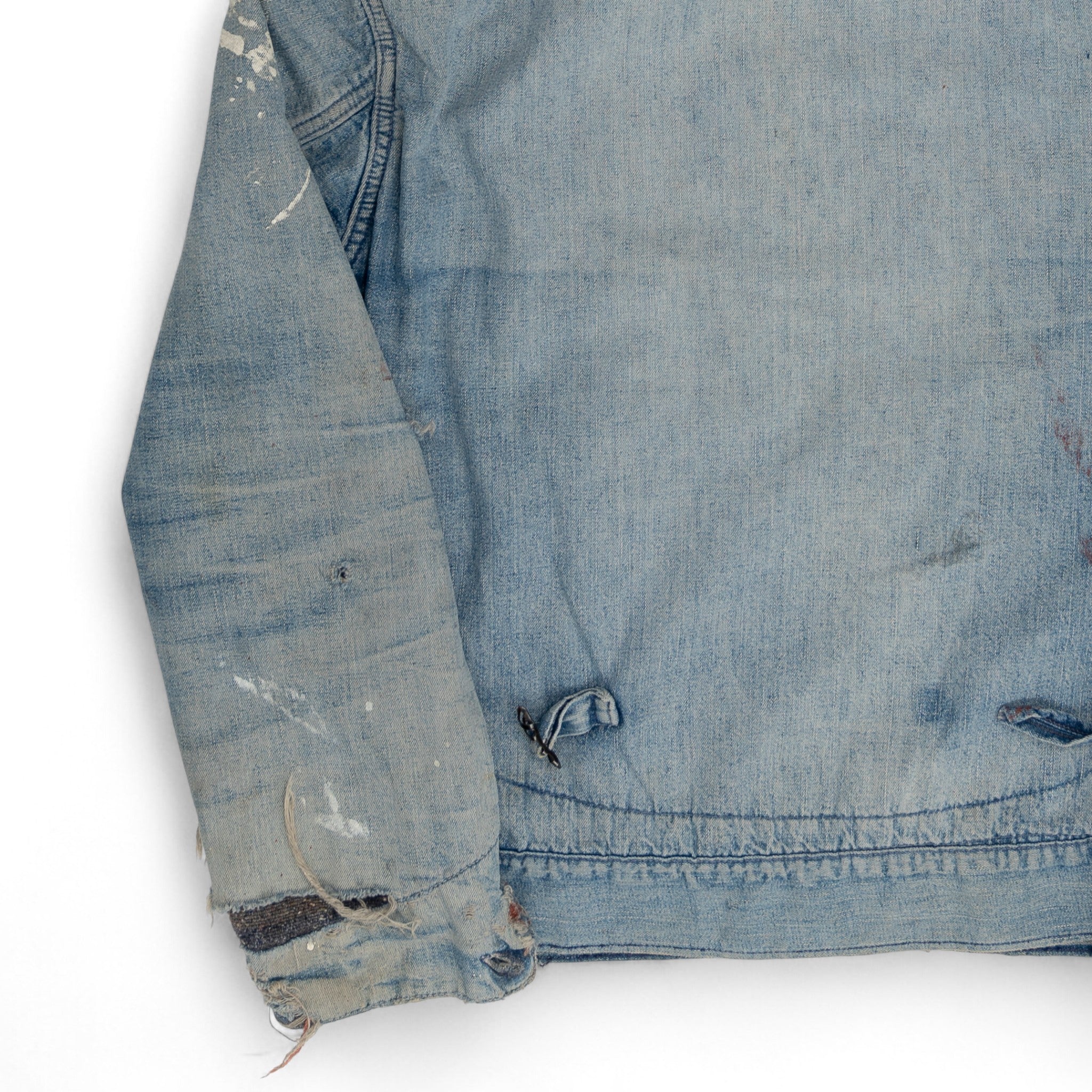 DISTRESSED/REPAIRED/FADED SANFORIZED PIONEER DENIM JACKET - 1950'S