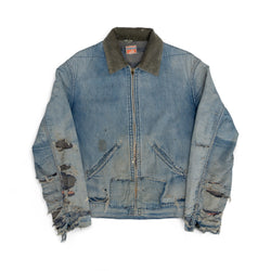 DISTRESSED/REPAIRED/FADED SANFORIZED PIONEER DENIM JACKET - 1950'S