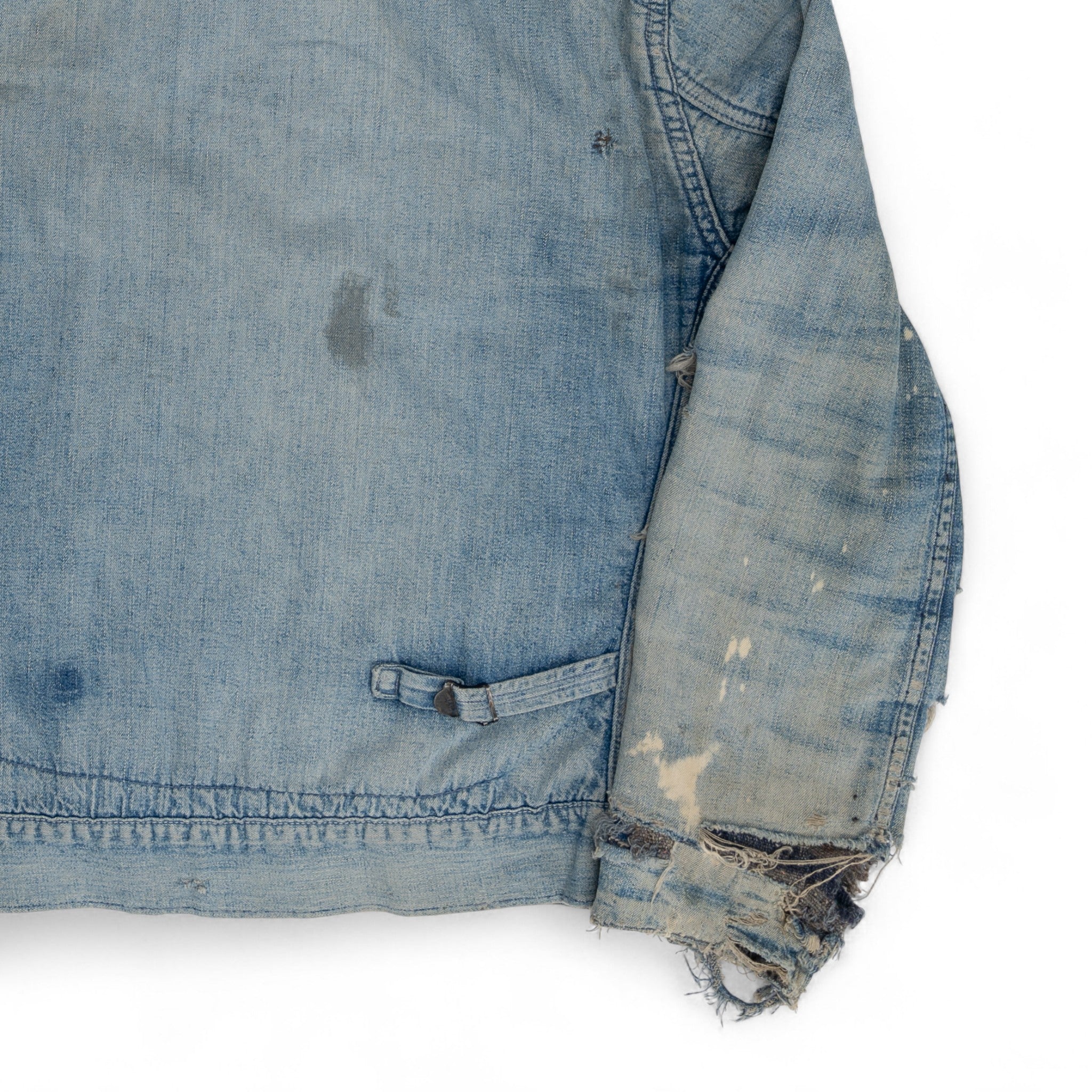 DISTRESSED/REPAIRED/FADED SANFORIZED PIONEER DENIM JACKET - 1950'S