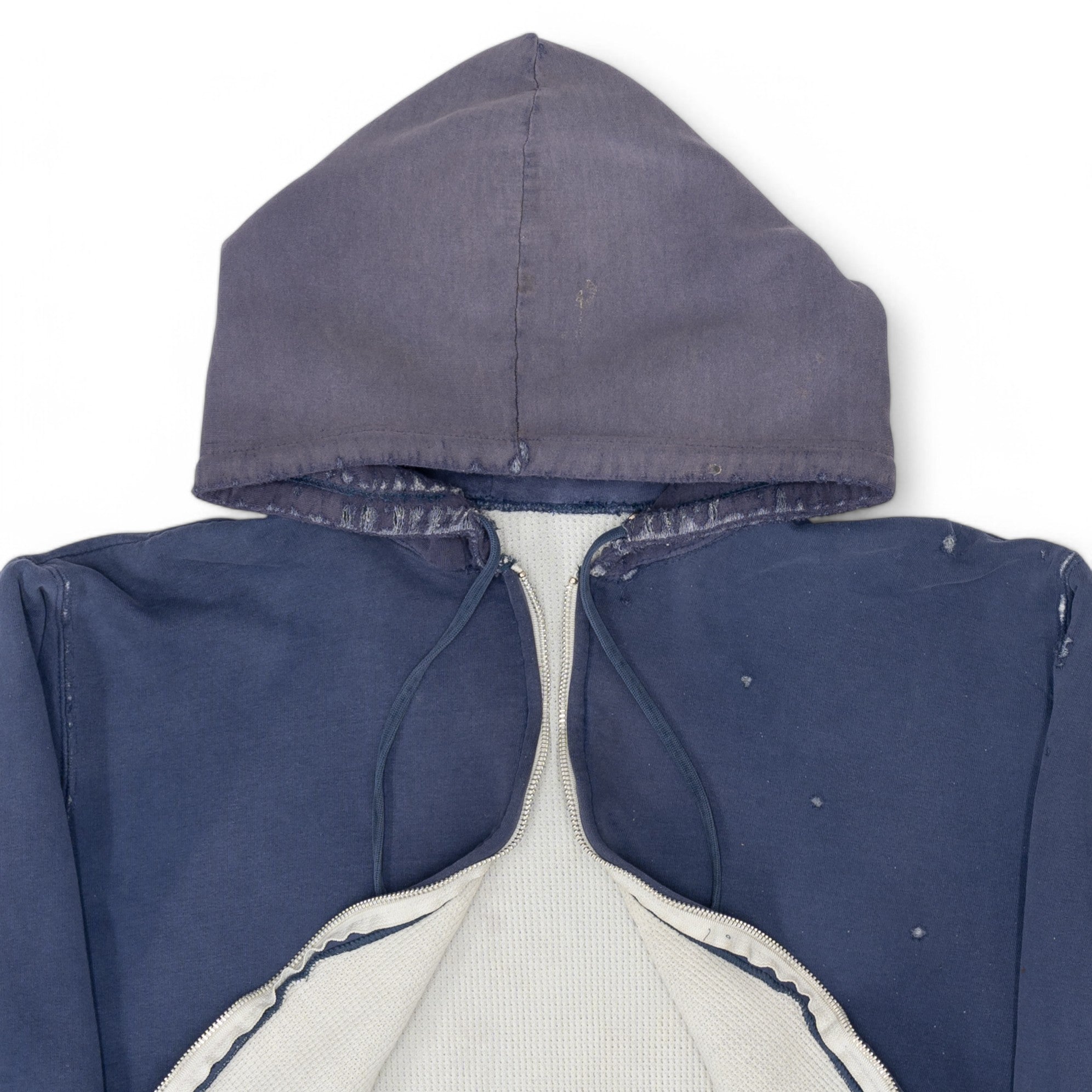 DISTRESSED TWO-TONE DOUBLE FACE ZIP-UP HOODIE - 1960/70'S