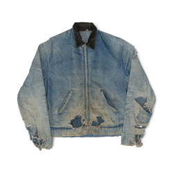 THRASHED/FADED DENIM WORK JACKET - 1950'S