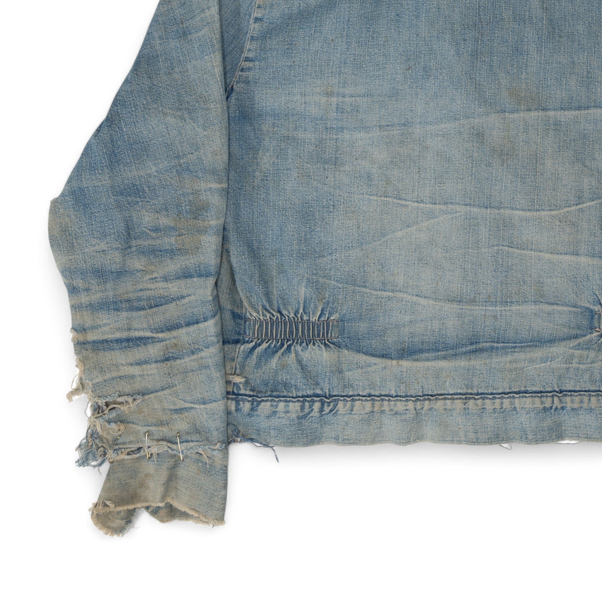 THRASHED/FADED DENIM WORK JACKET - 1950'S