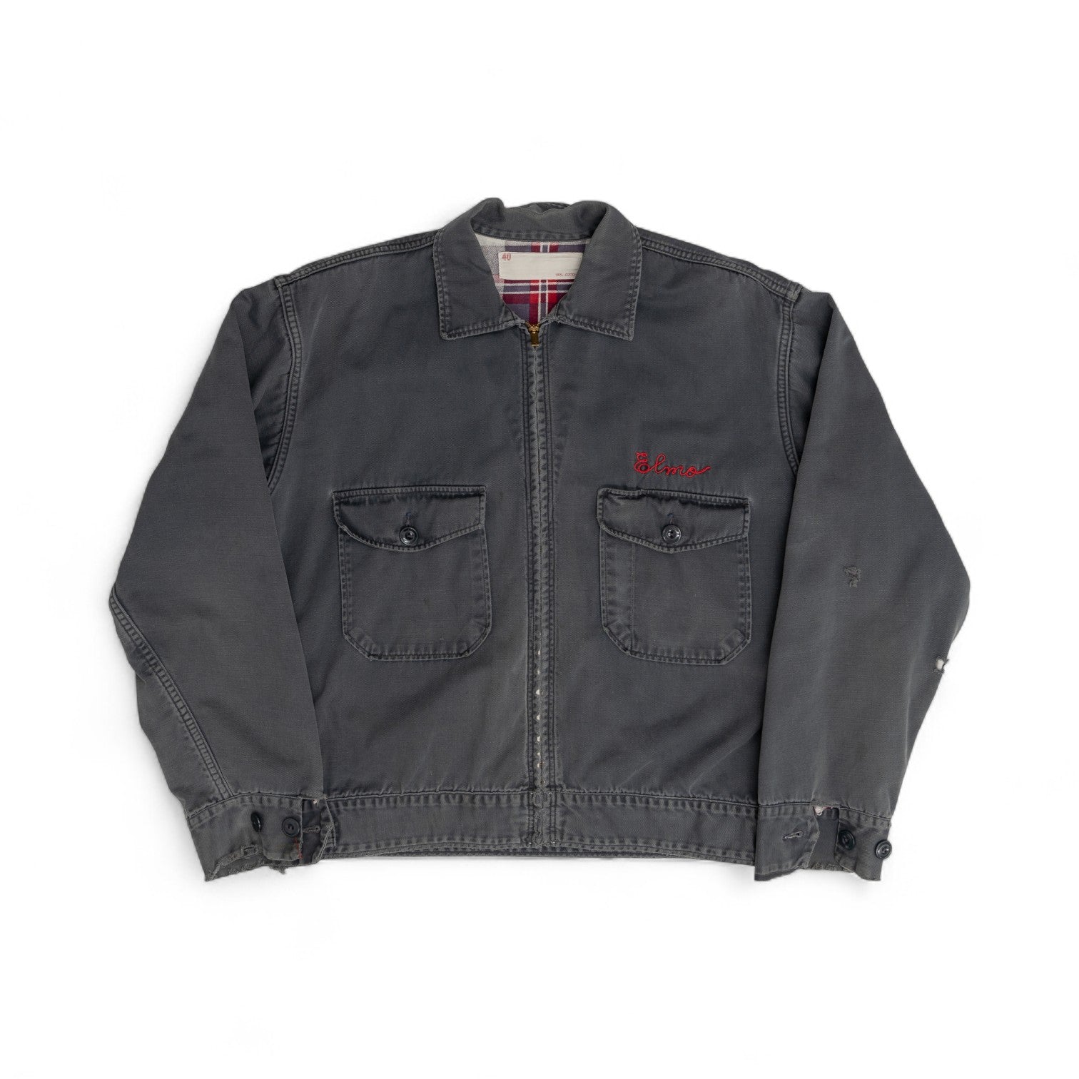 CHAIN-STITCHED/FLANNEL-LINED WORK JACKET - 1950'S