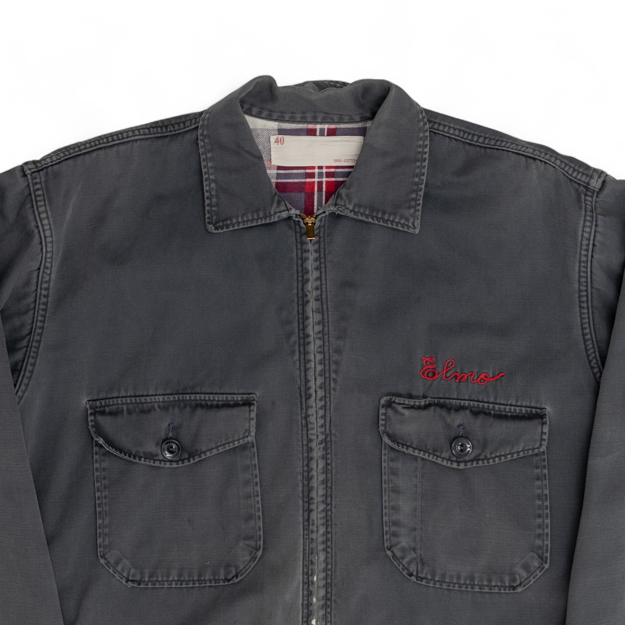 CHAIN-STITCHED/FLANNEL-LINED WORK JACKET - 1950'S