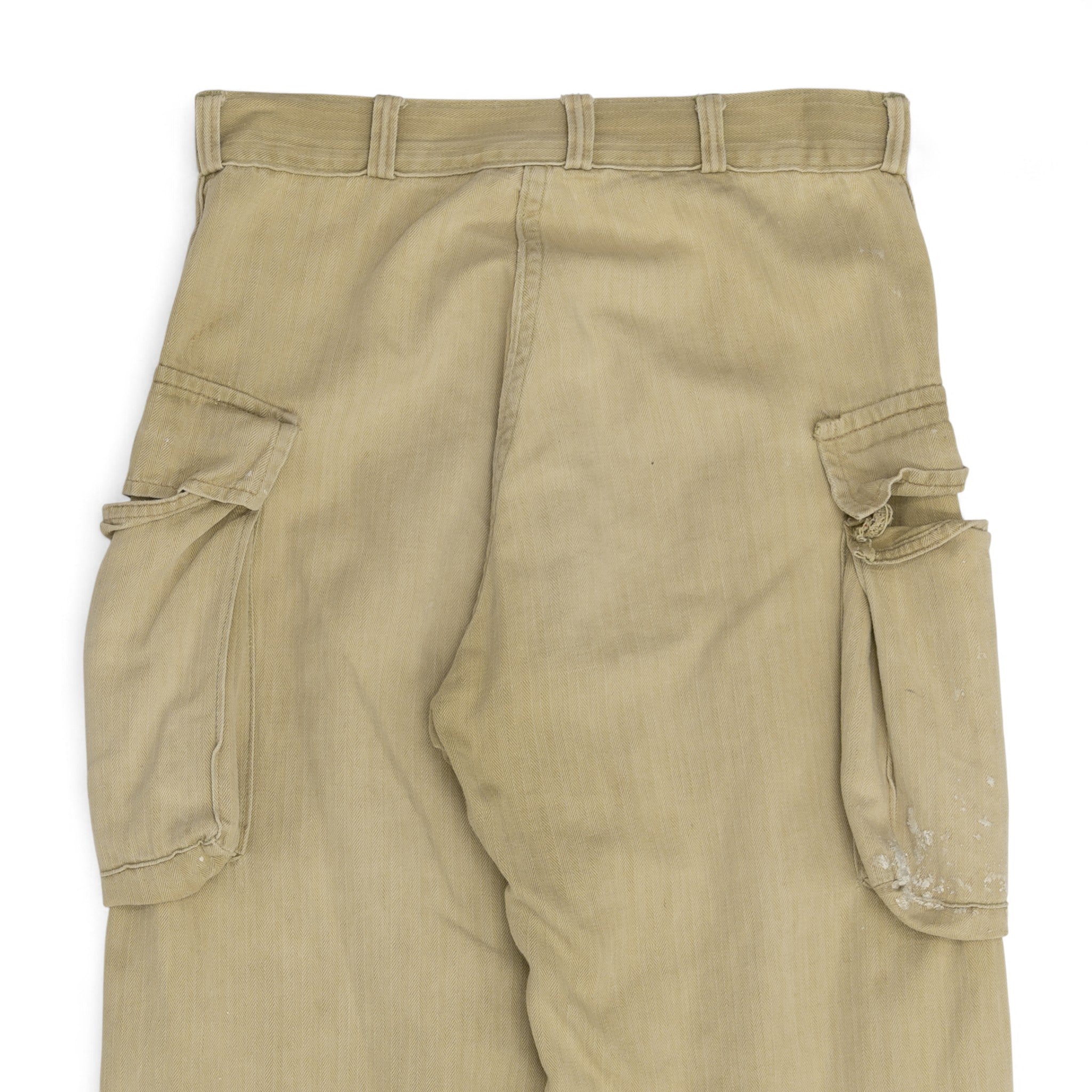 PAINT-SPLATTER TAN HBT CARGO PANTS - 1940'S
