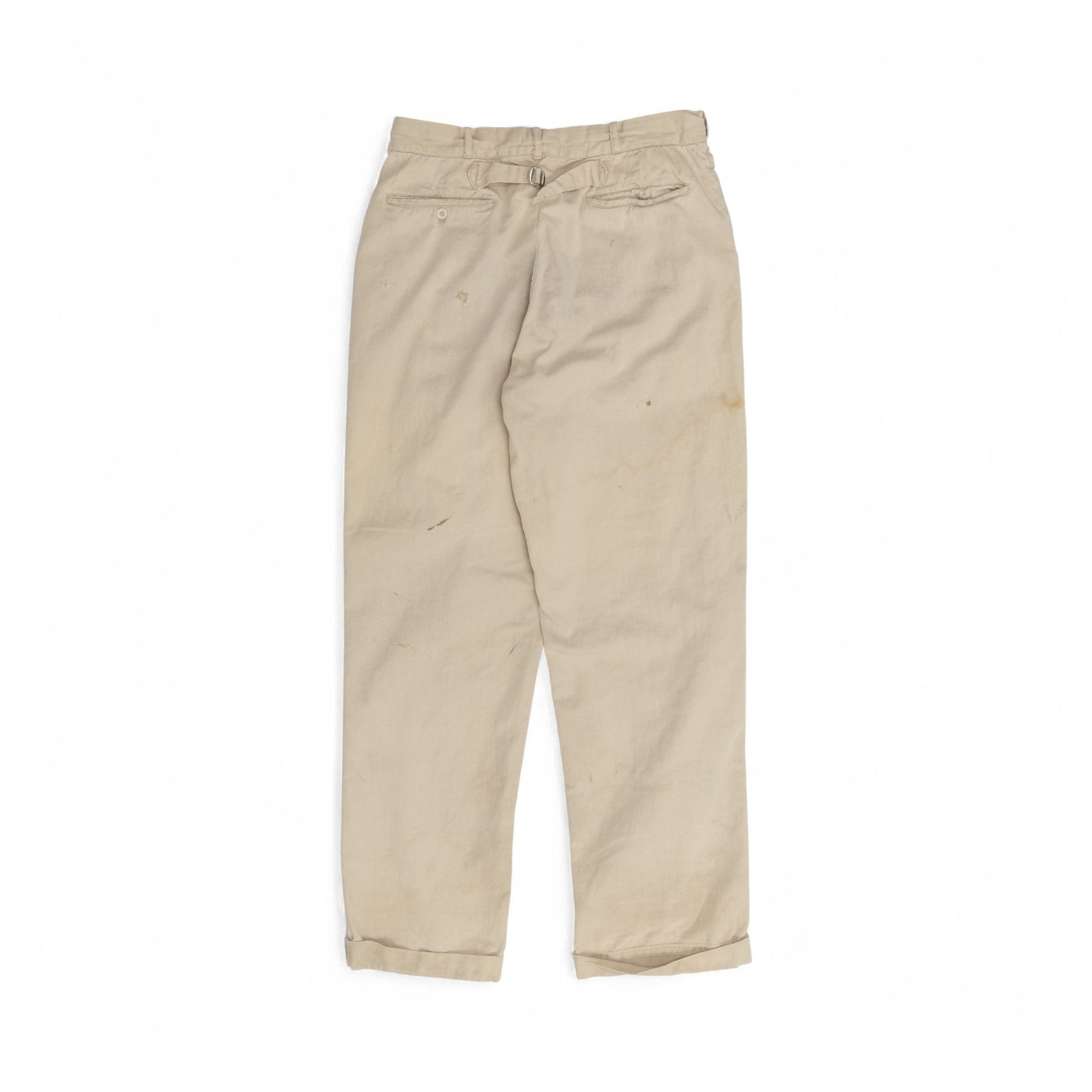 DISTRESSED/REPAIRED TAN BUCKLEBACK CHINOS - 1950'S