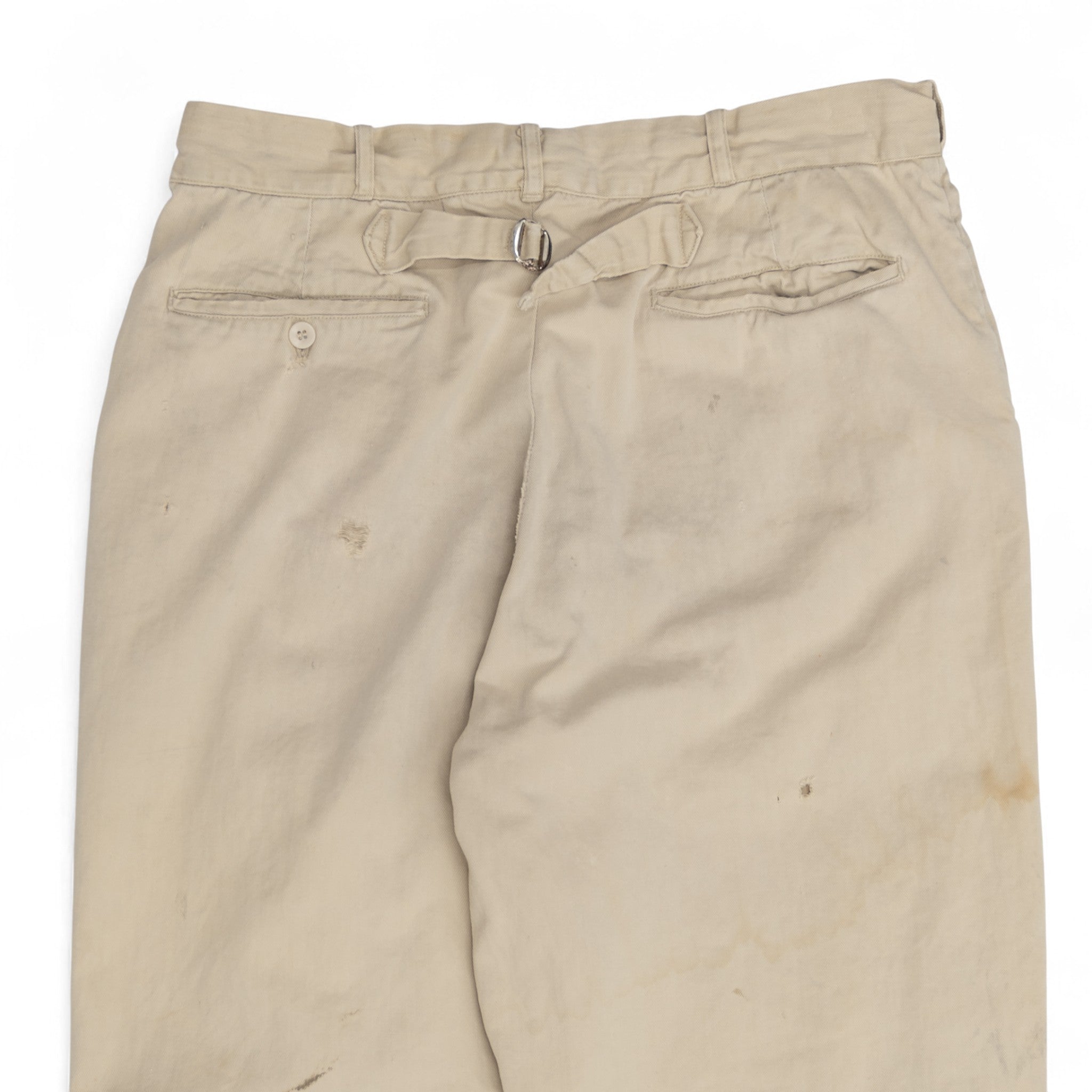 DISTRESSED/REPAIRED TAN BUCKLEBACK CHINOS - 1950'S